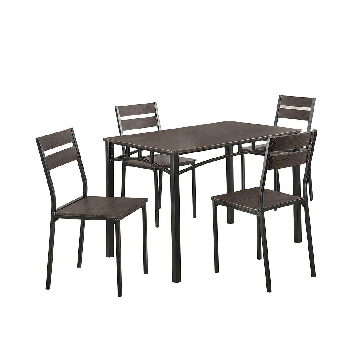 Simple Relax SR03CM3920T-5PK Brown/Black Metal Rustic Dining Room Set with Rectangular Table ( Seats 4 )