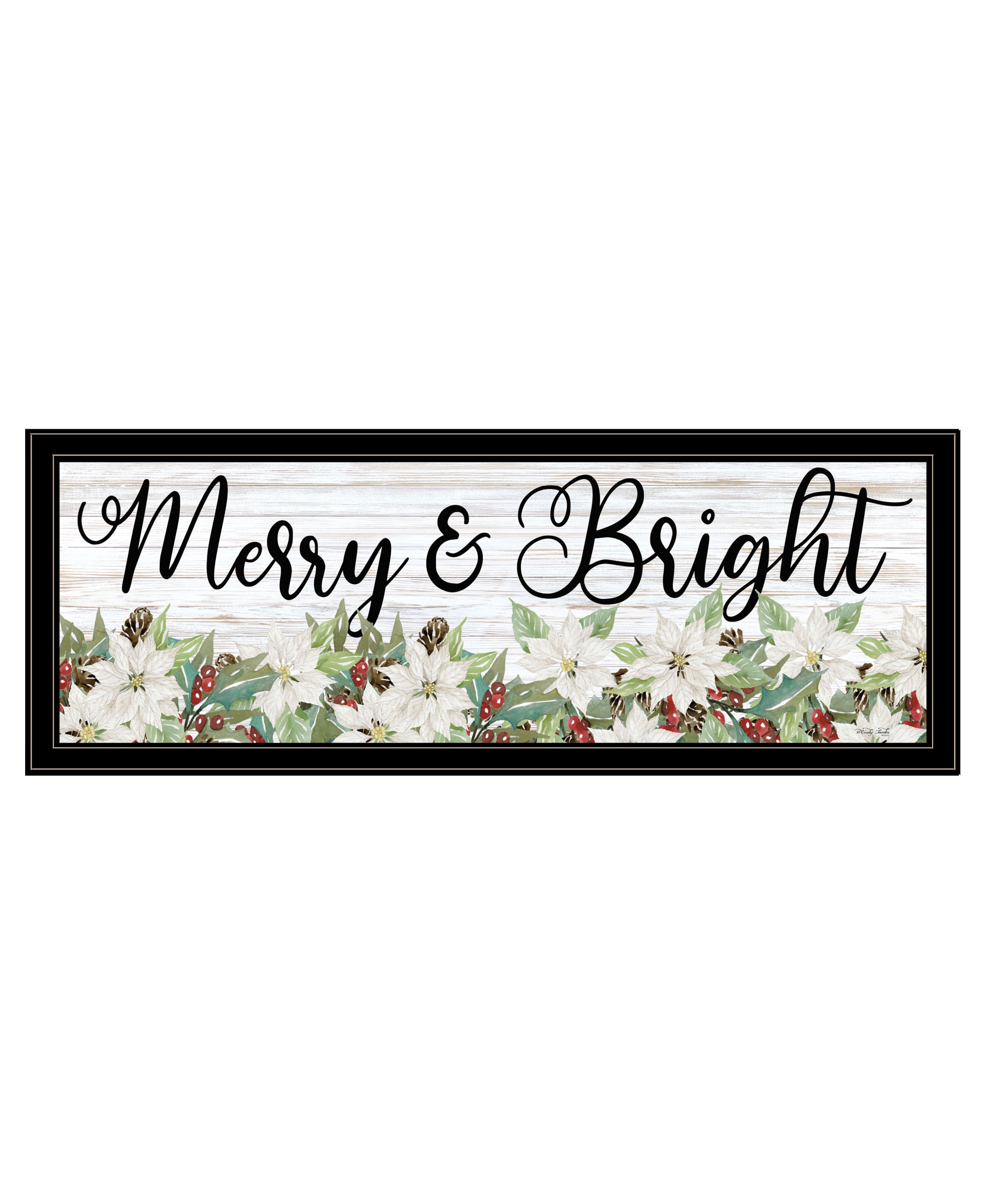 Trendy Decor 4U  CIN2566A704G Merry and Bright Wall Art By Cindy Jacobs  Farmhouse Christmas 15 H x 39 W