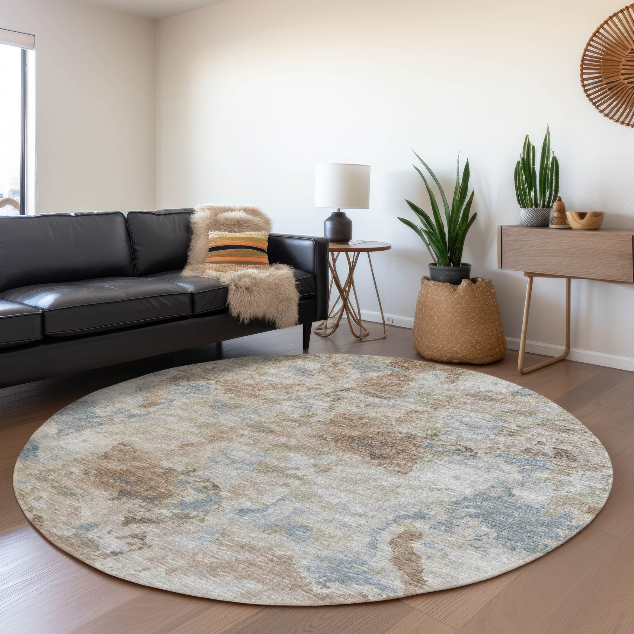 Addison Rugs AMF67MO8RO Mayfield AMF67MO 8 x 8 (ft) Loomed Polyester Moody Round Indoor Abstract Machine washable Area rug