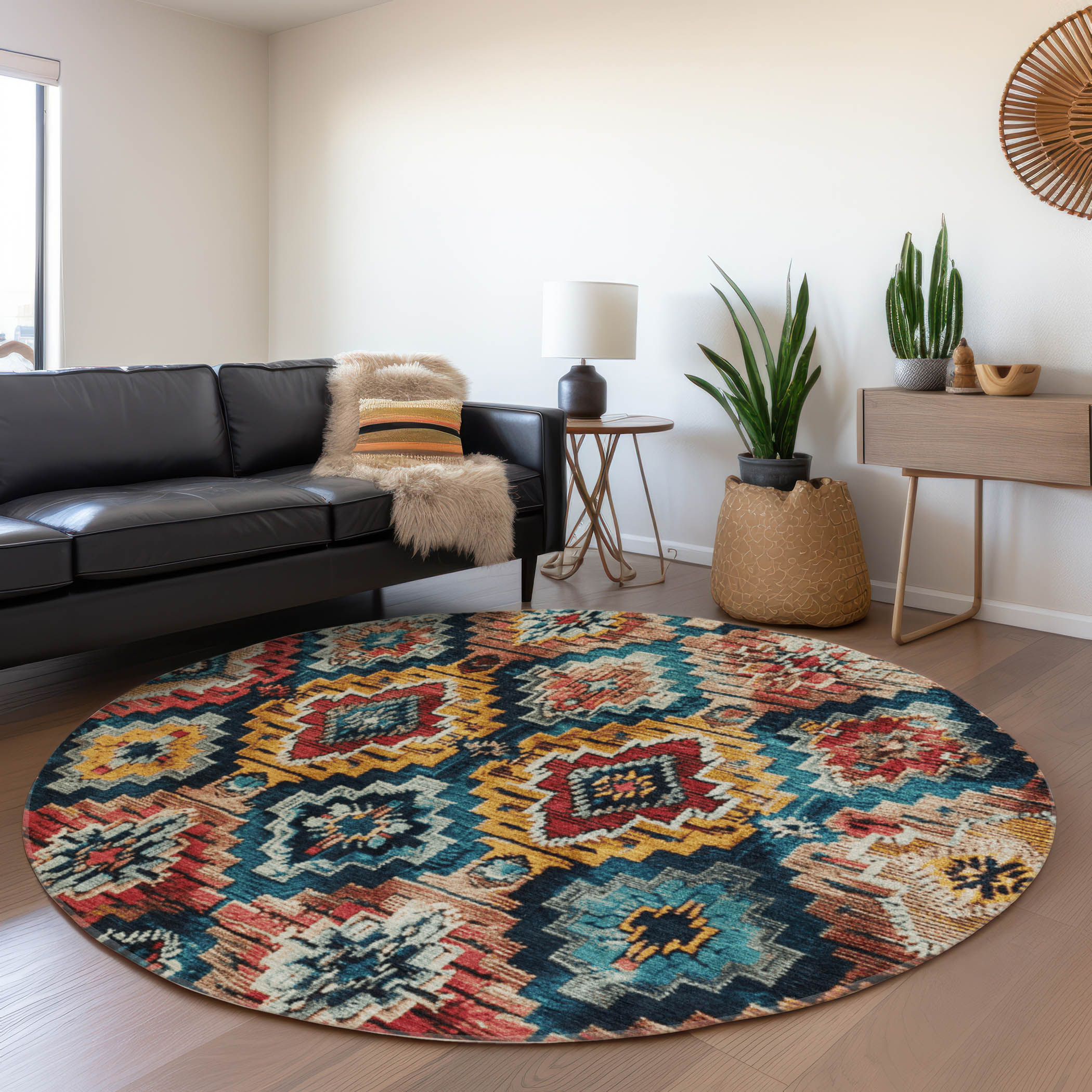 Addison Rugs ACN1891RU8RO Chantille ACN1891RU 8 x 8 (ft) Loomed Rust Round Indoor/Outdoor Geometric Machine washable Pet Friendly Area rug