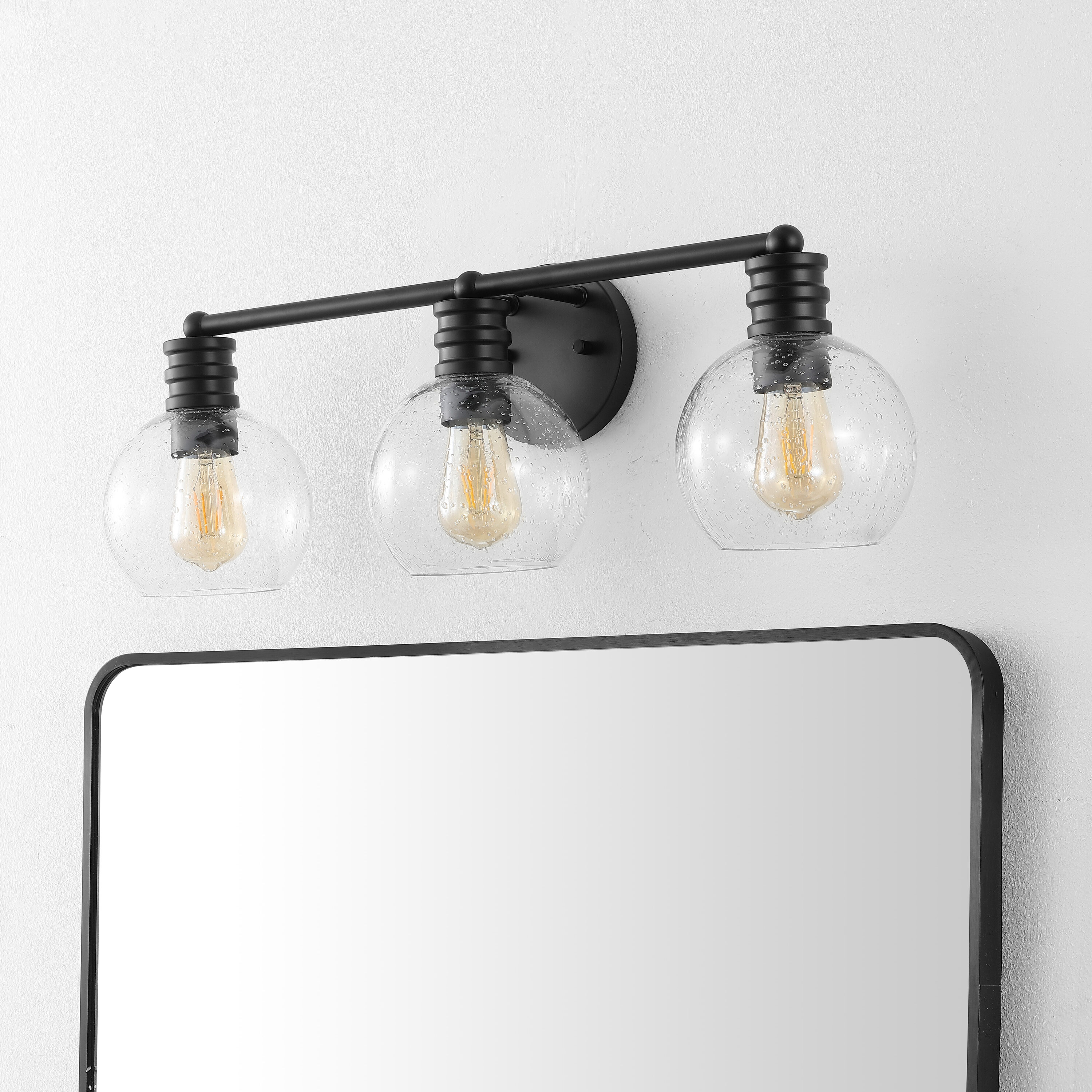 Sunetta Black Iron 3-Light Wall Sconce with Clear Shades