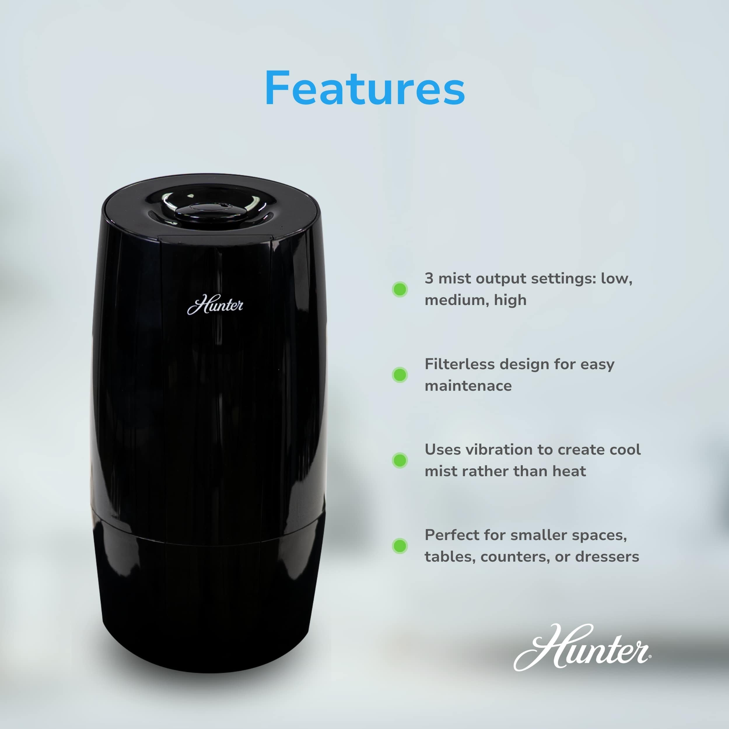 Hunter Ultrasonic Humidifier .7 Gal Capacity and Coverage up to 247 Sq ...