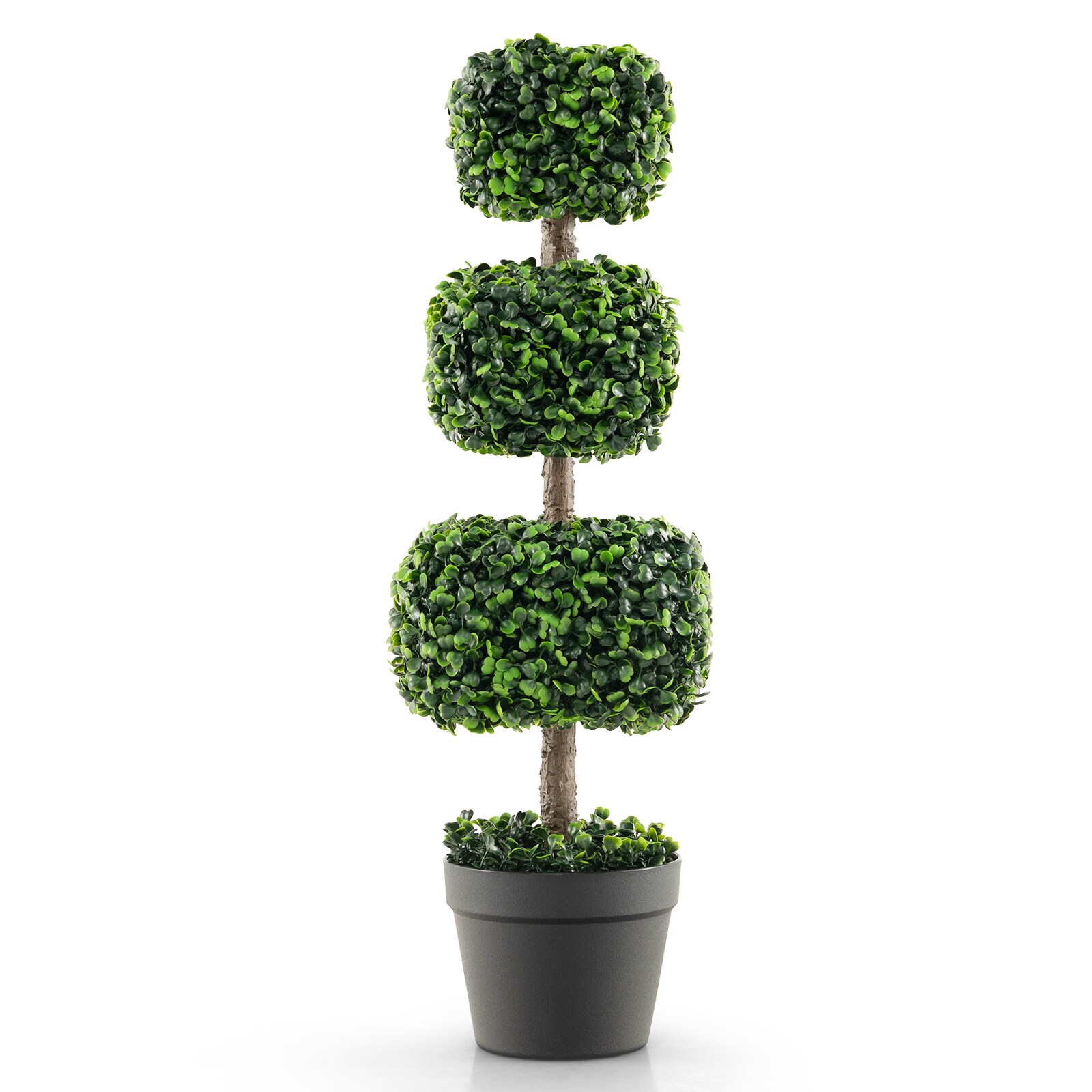Volenca - 35-in Artificial Boxwood Topiary Ball Tree Faux Indoor Outdoor Plant with Cement Pot
