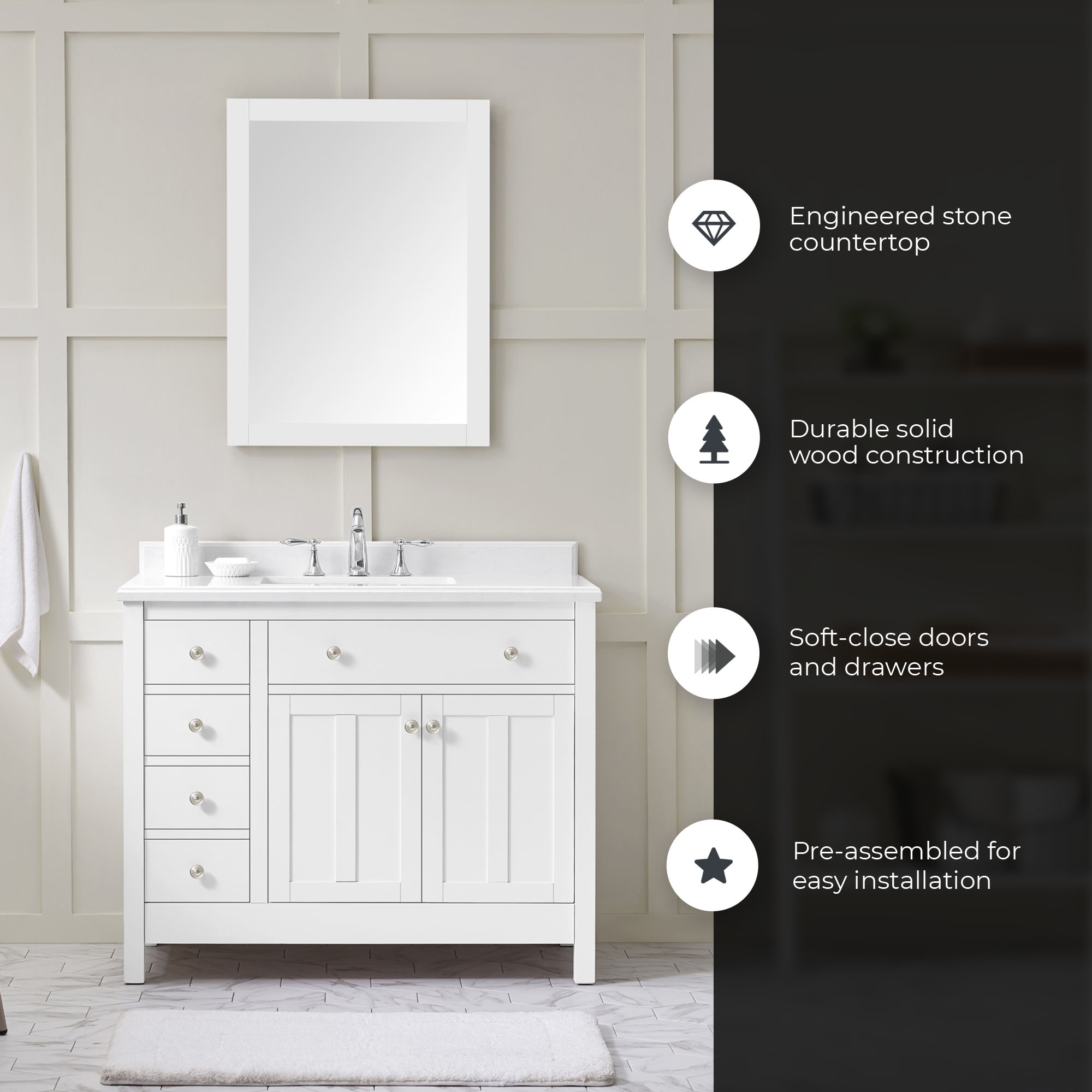 OVE Decors NEWCASTLE-42WH Bath-Vanity-Combo - View #4