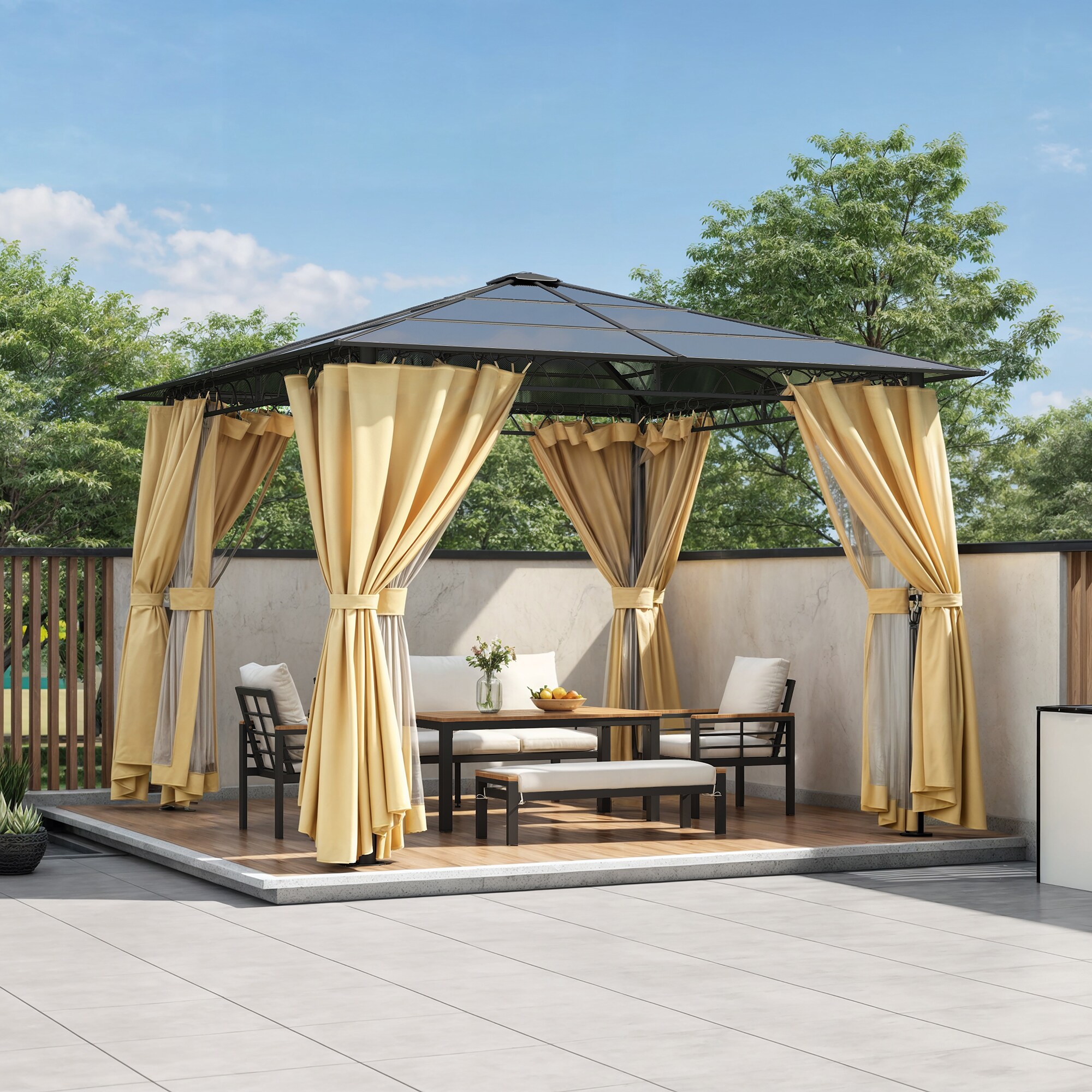 SINOFURN SYA010483BG Wood-Resin-Gazebos - View #2