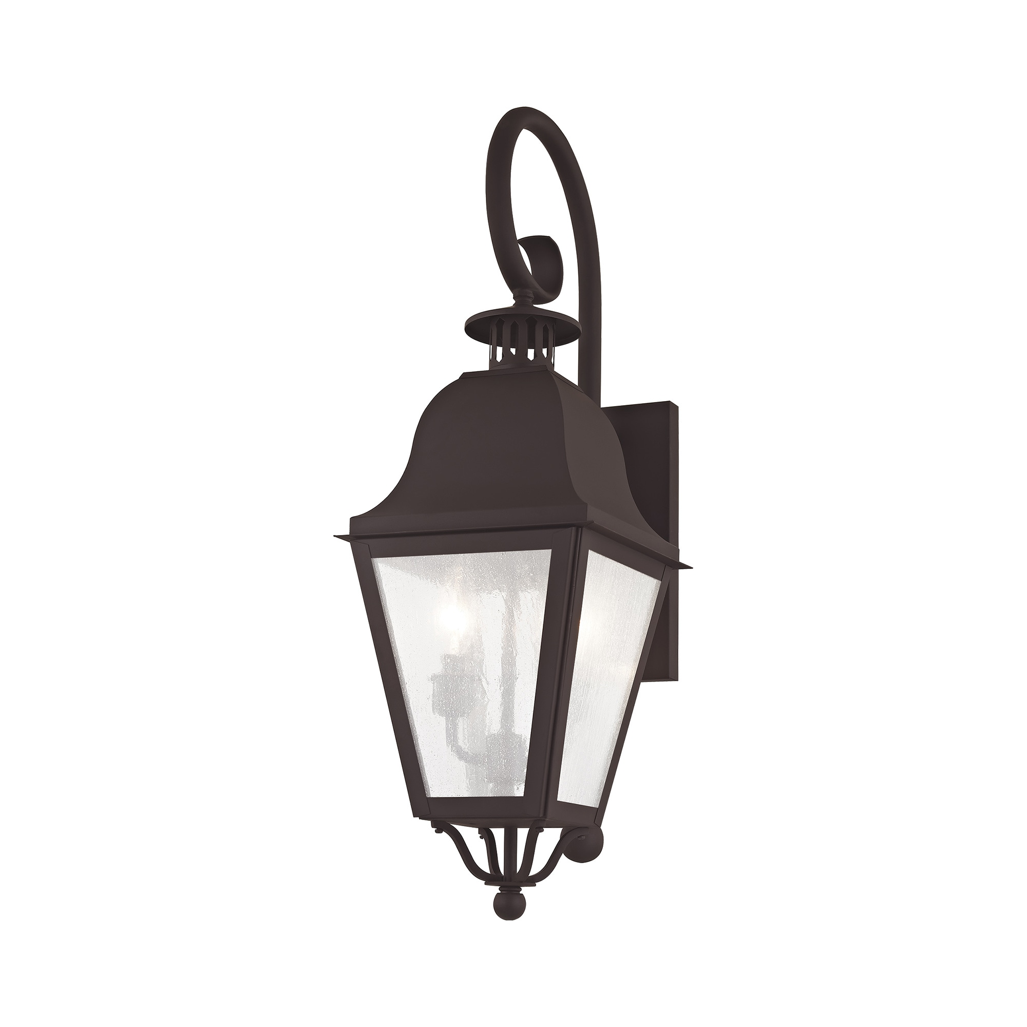 Elegant Bronze Seeded Glass 2-Light Outdoor Wall Lantern