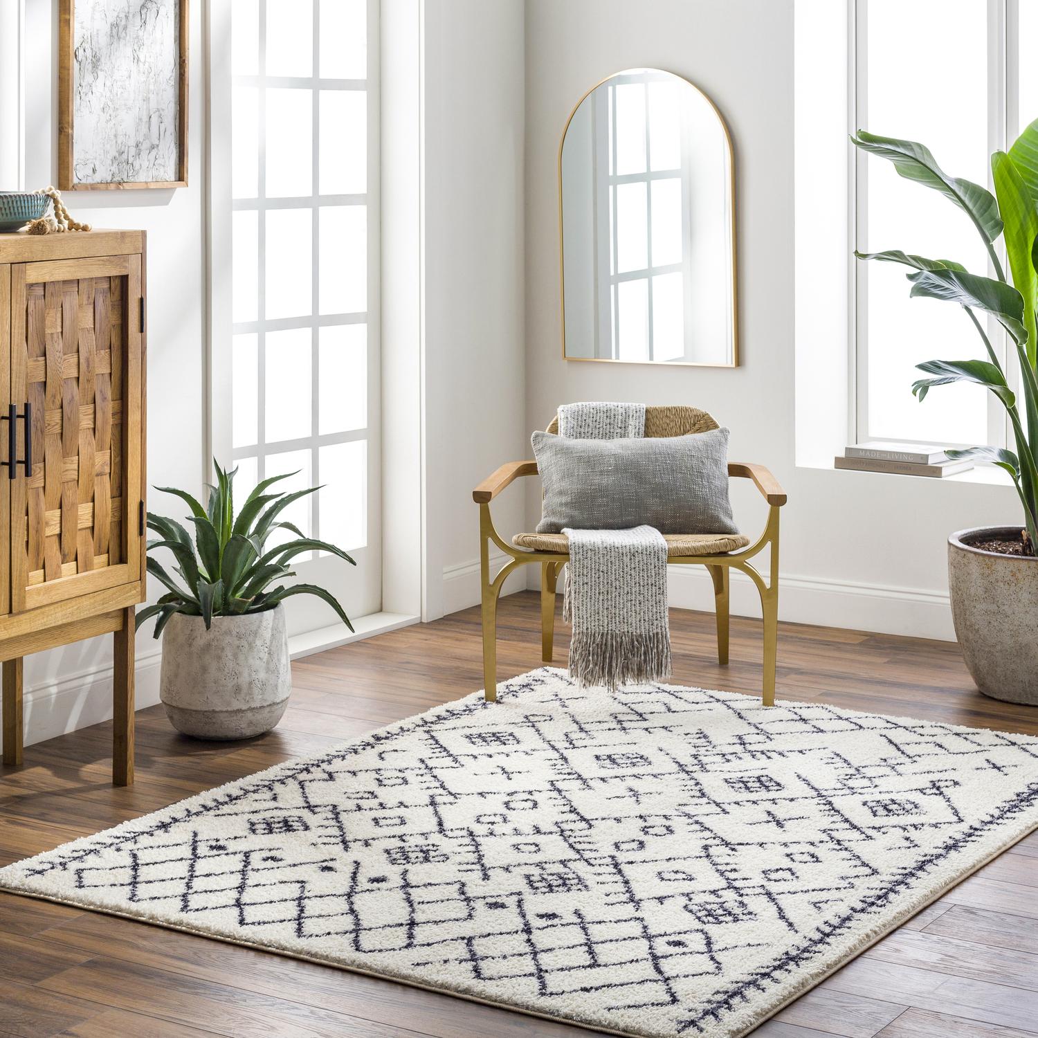 Livabliss LKK2308-537 Lykke 5 x 7 (ft) Polyester Ivory Rectangular Indoor Tribal Bohemian/Eclectic Machine washable Area rug