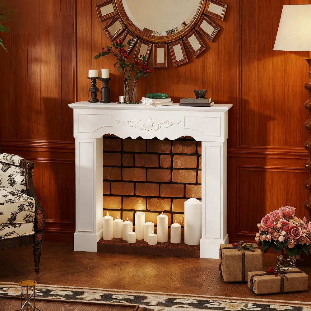 LUXEYARD Freestanding Fireplace Surround with Leg for Electric Fireplaces