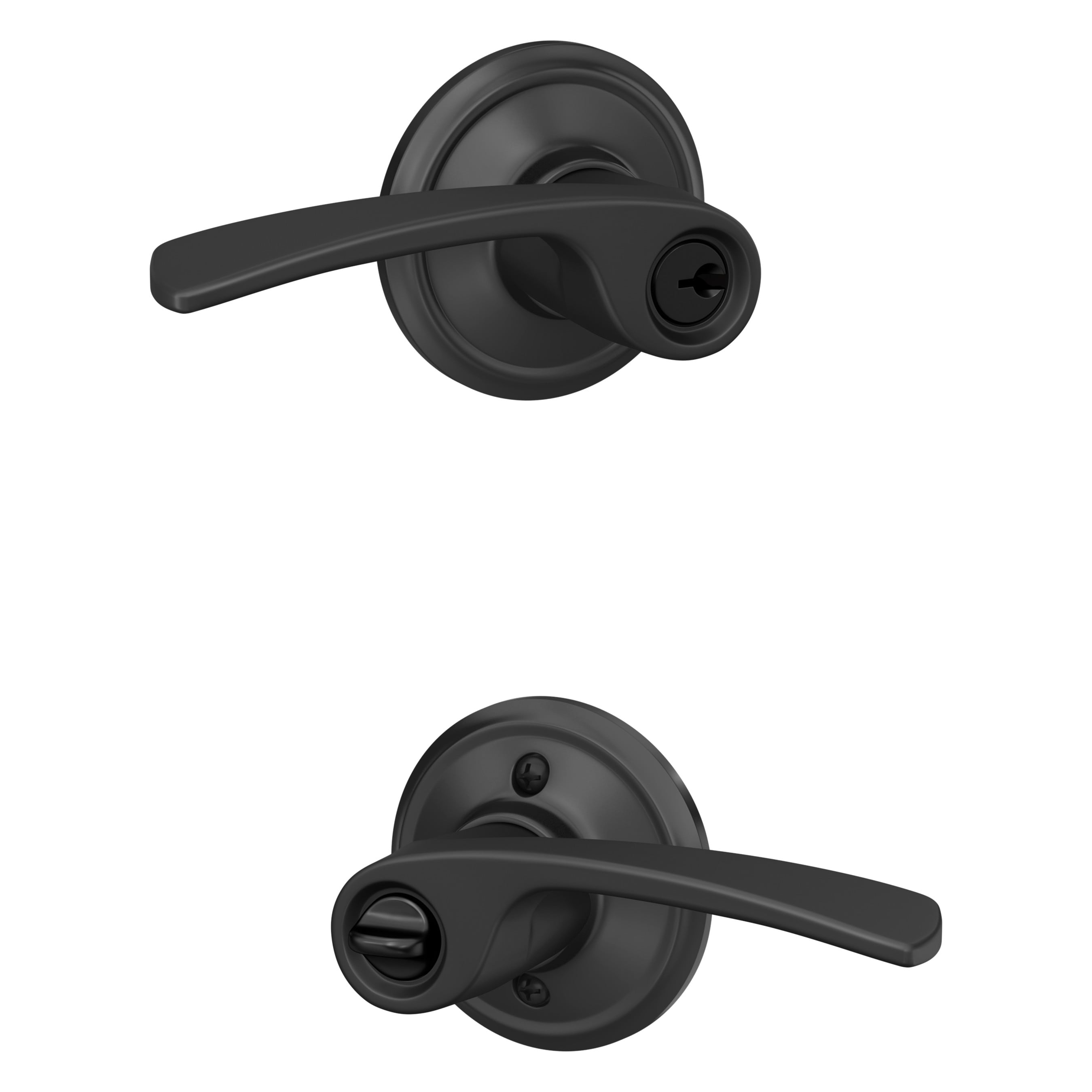 Schlage F51A MER 622 G Customizable Keying Merano Matte Black Universal Exterior Keyed entry Door Handle