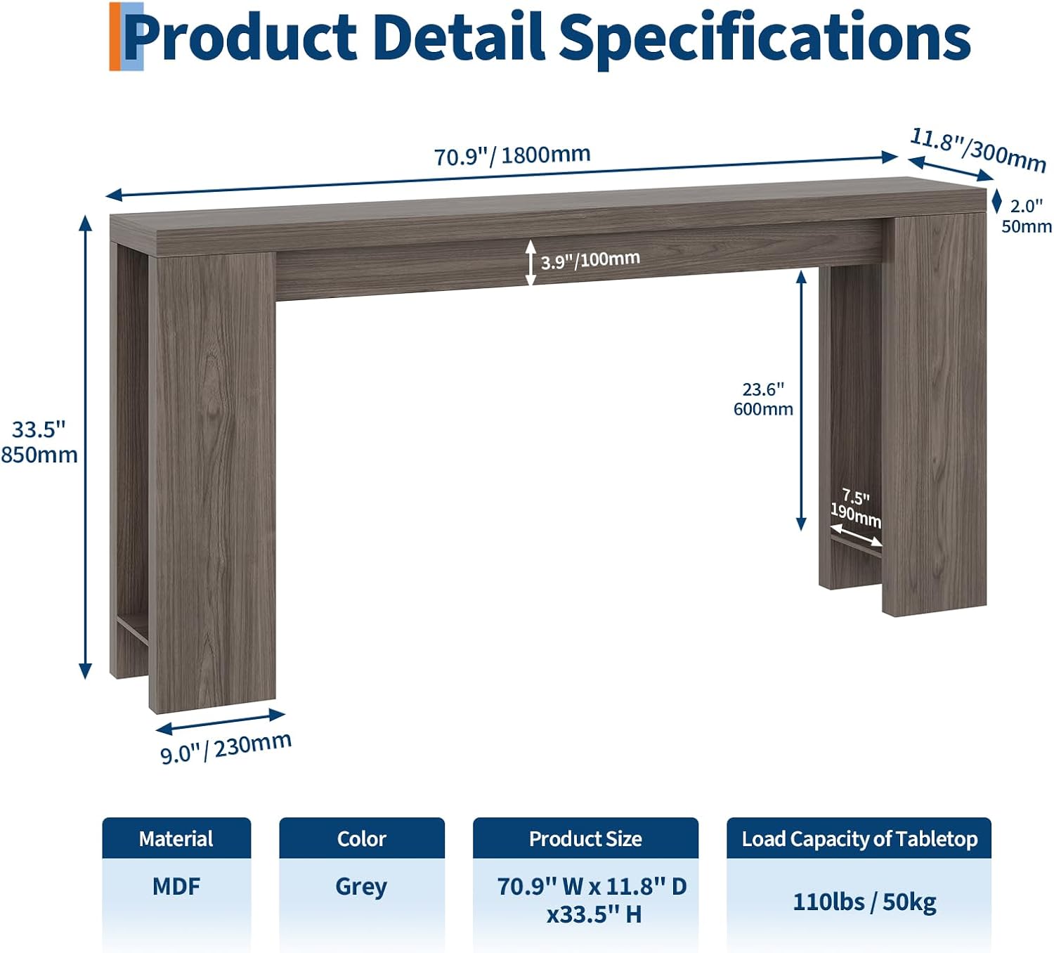 GAOMON CQC-JCXAEC-QJV6 Console-Sofa-Tables - View #2