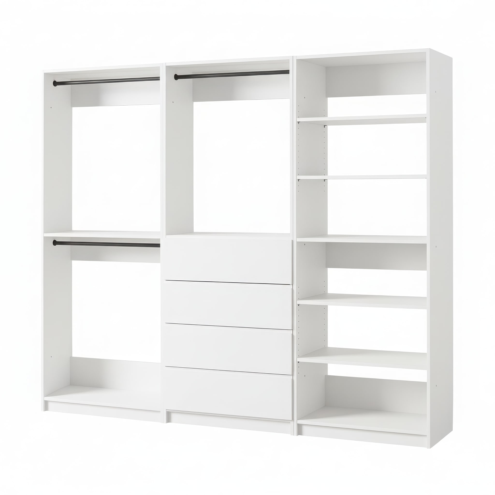 Klair Living Walk-in Tower unit White Solid Shelving Wood Closet System