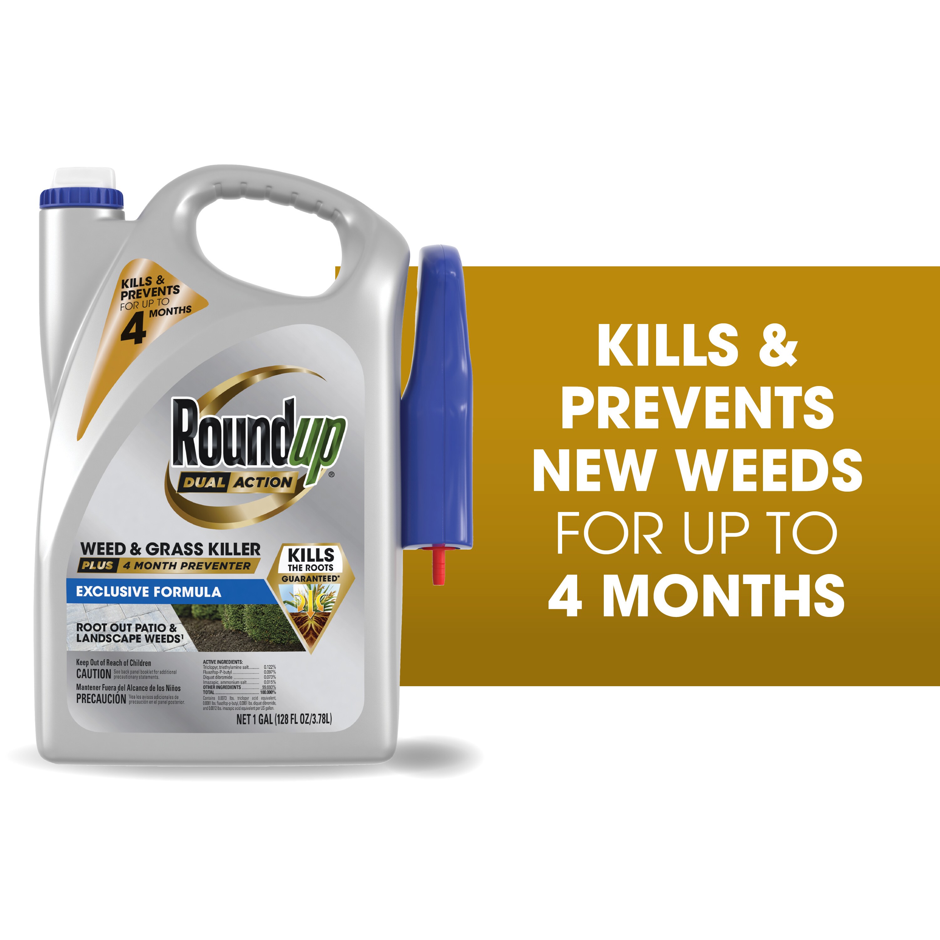Roundup Dual Action Plus 4 Month Preventer 1-Gallon Trigger Spray Weed and Grass Killer