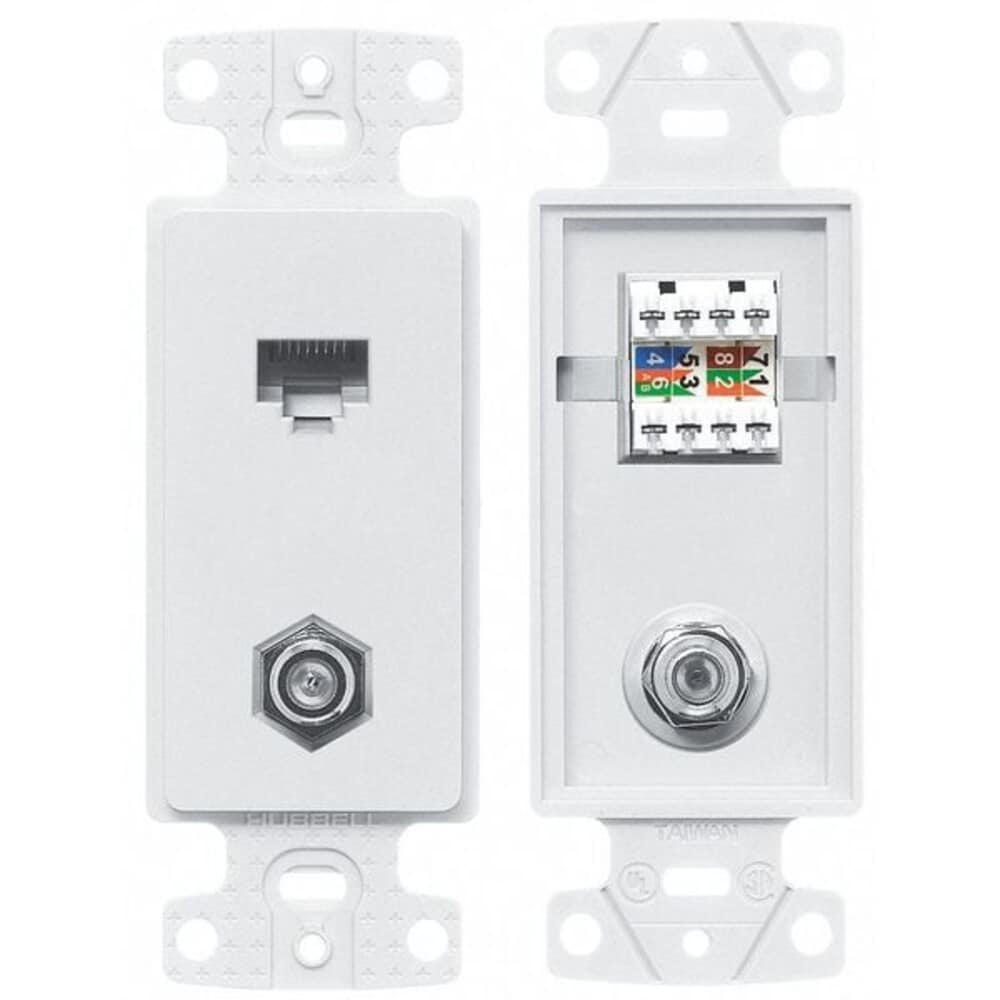 Hubbell Wiring Device-Kellems Wall Plate and JackCat 5e/F-TypeWhite NS785W #NS785W