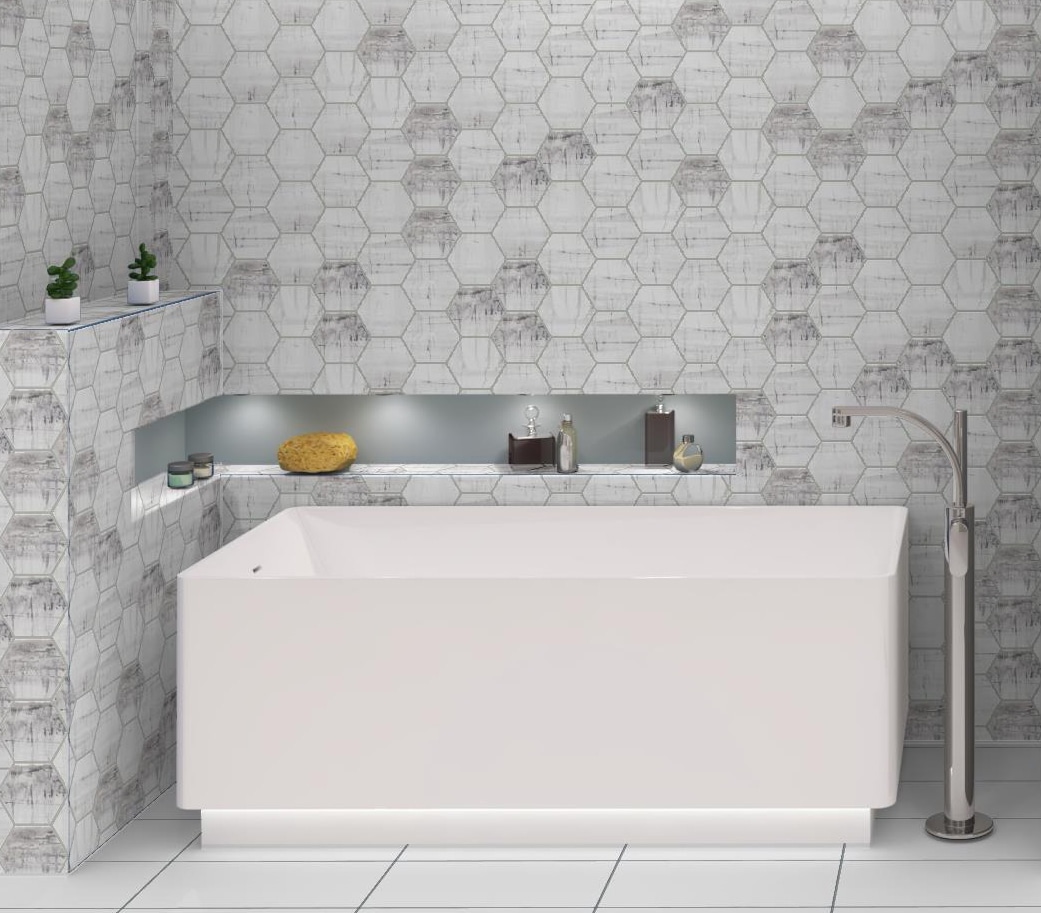 Homage 5" White Glazed Hexagonal Porcelain Tile
