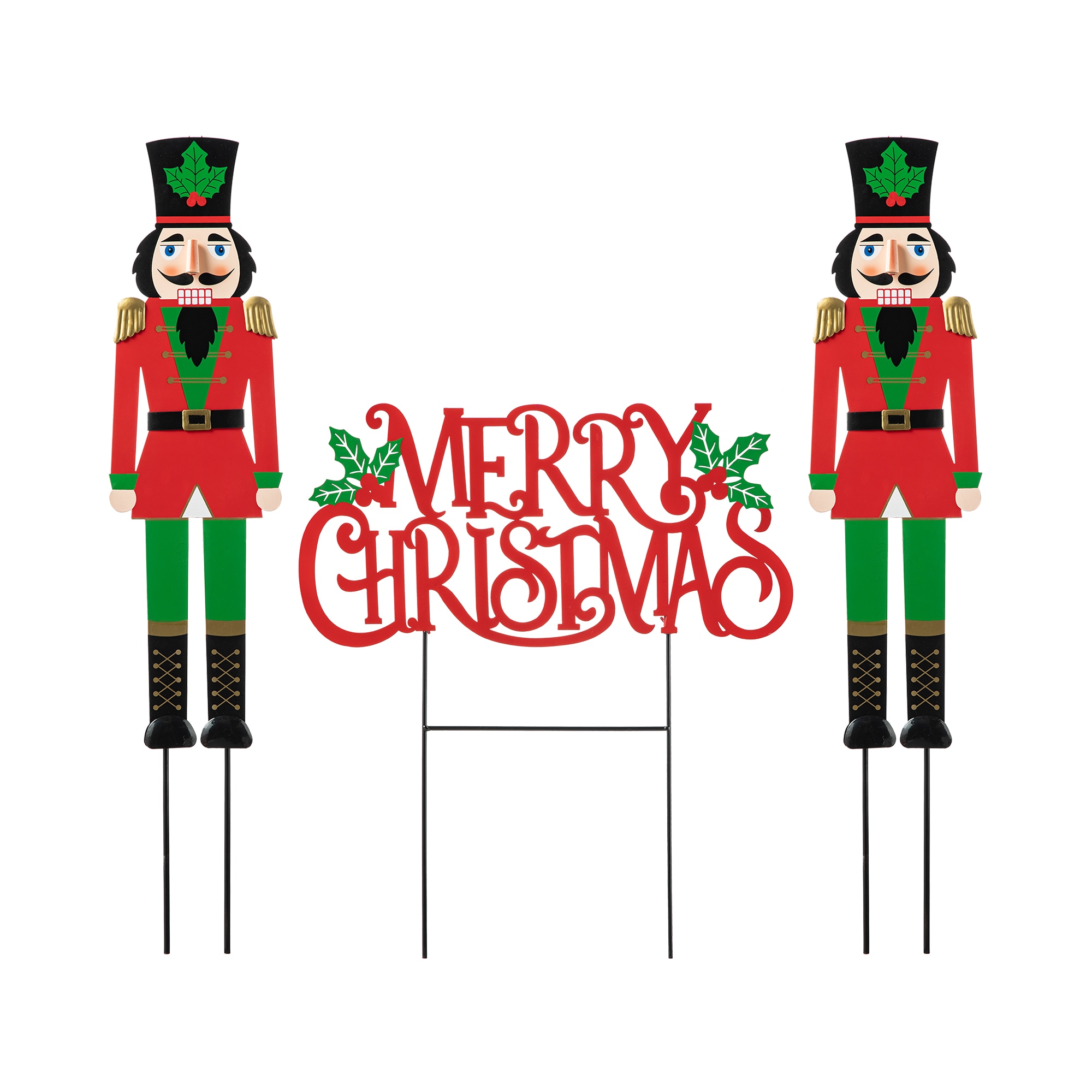Glitzhome 2010200054 32-Inches Freestanding Nutcracker Yard decoration with