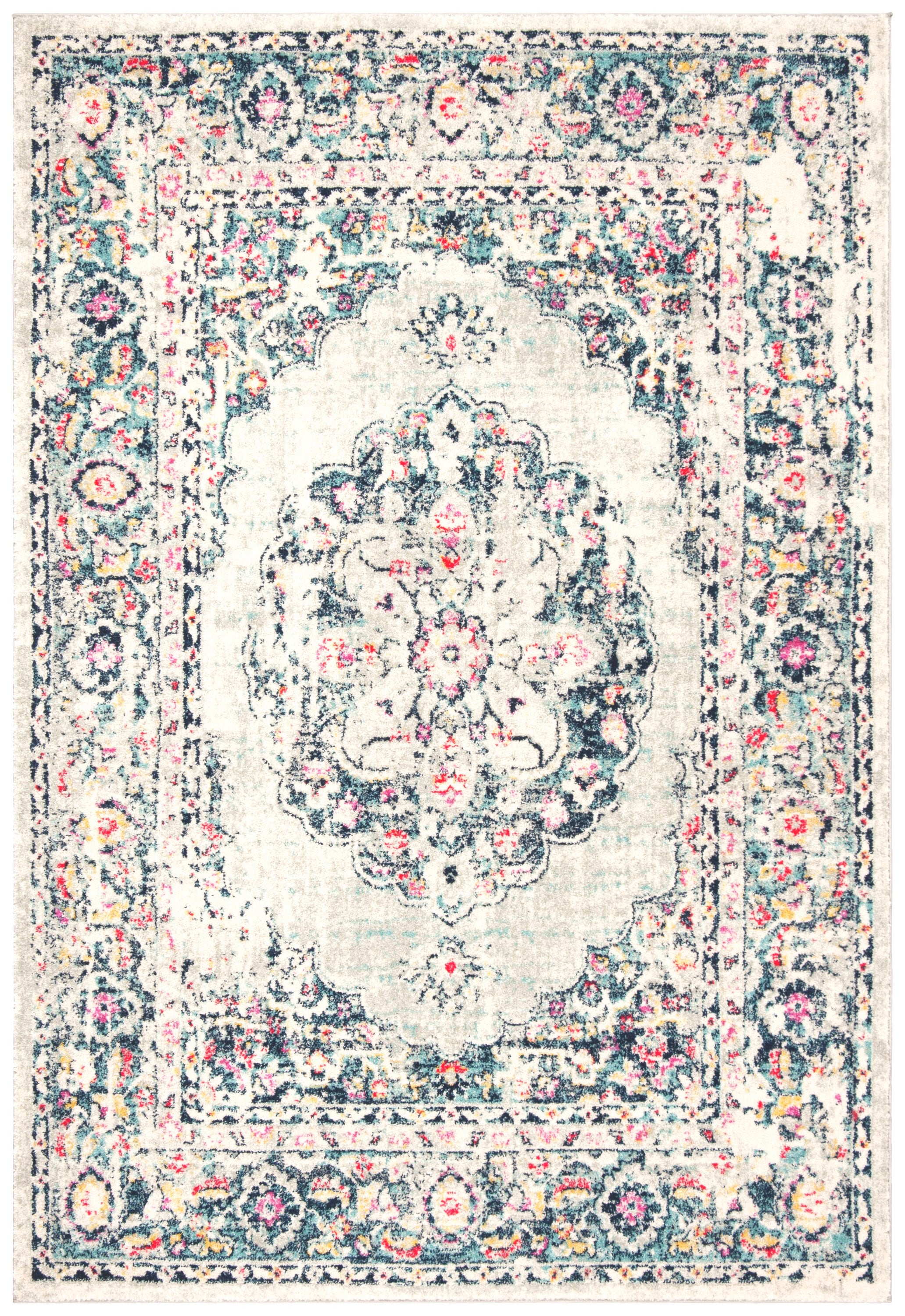 Reversible Easy-Care Synthetic Gray Rectangular Area Rug