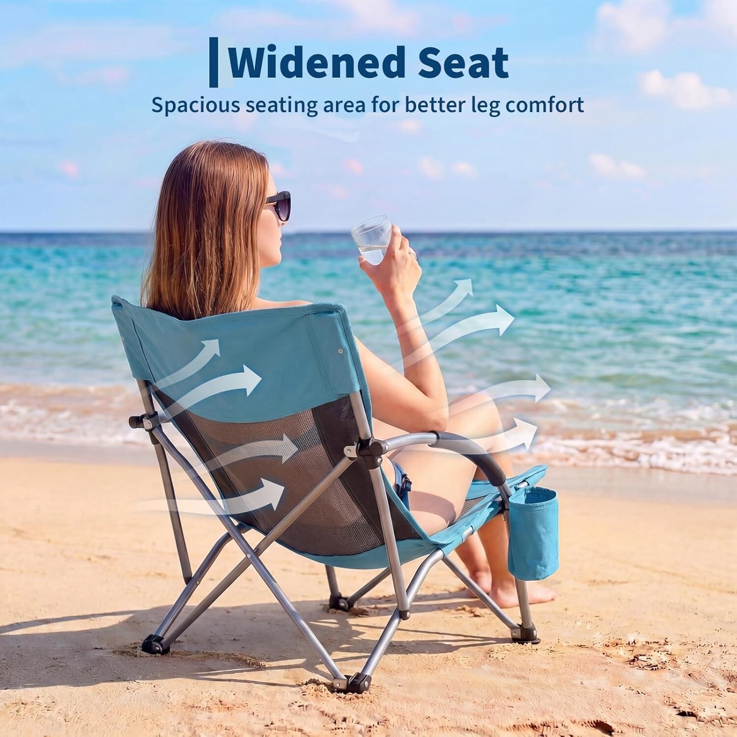 Garvee 1-Pack Low Beach Chair Folding Portable Beach Chairs for
