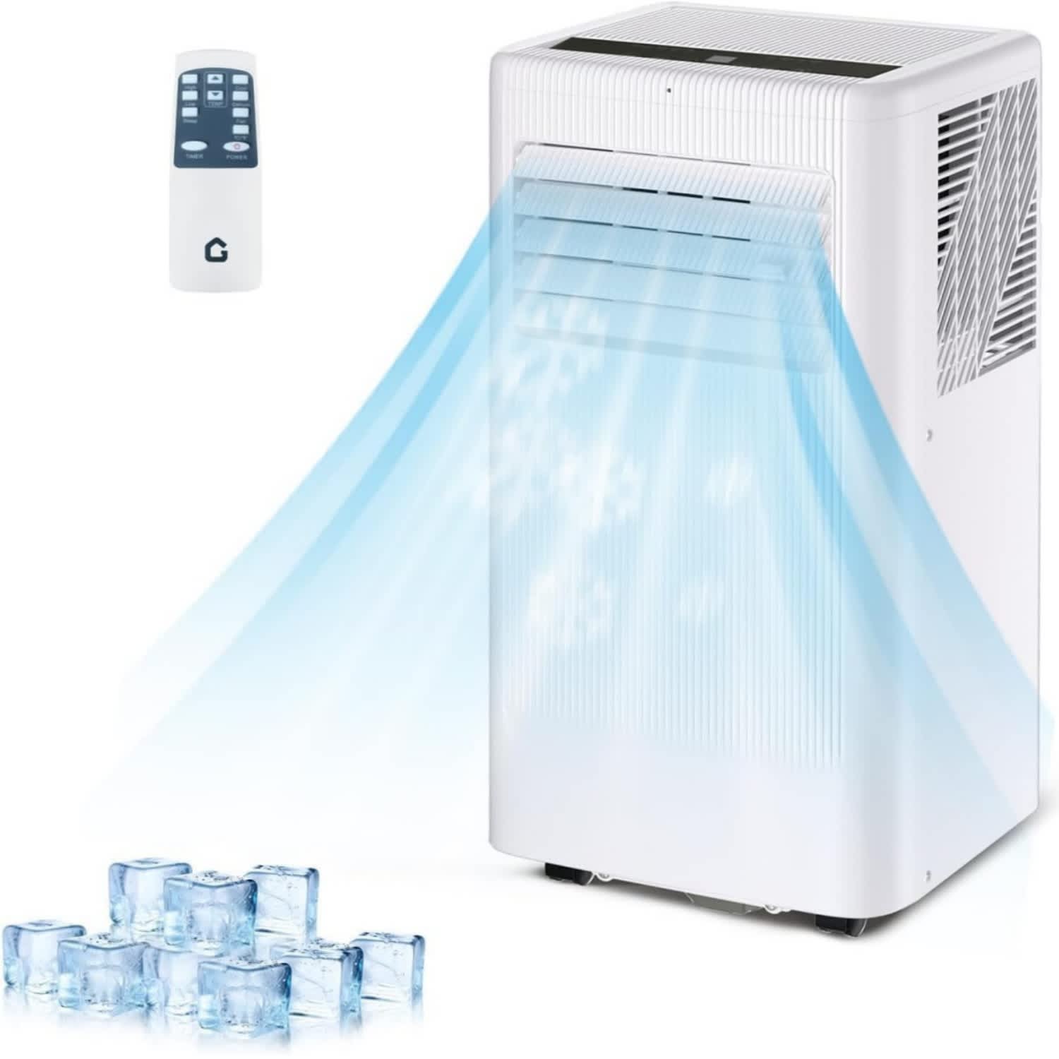 WhizMax LSHQQPHK-336QDX9N 8000 BTU DOE 115 Voltage Portable Air Conditioner with Remote Control Included Cools 420 Sq. Ft.
