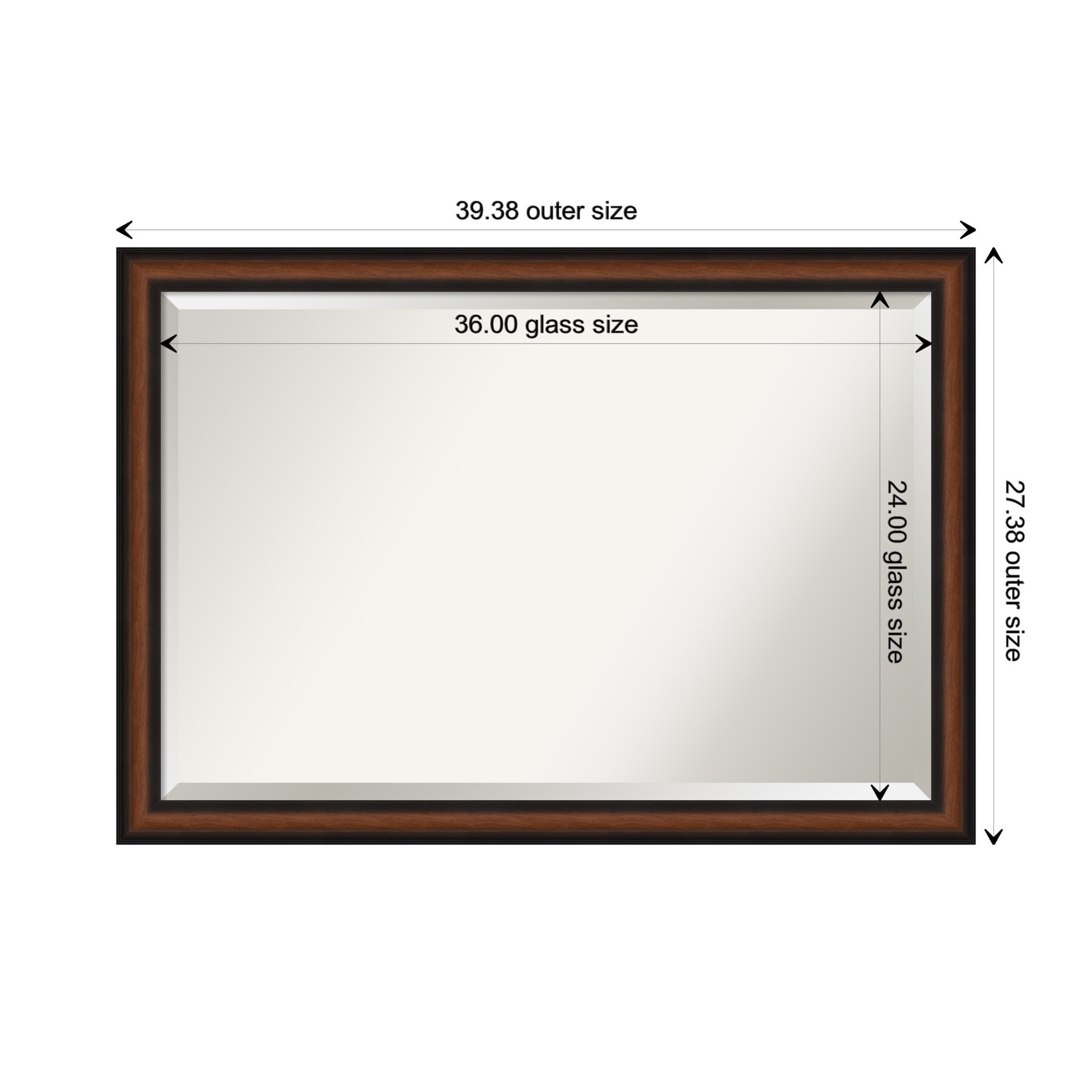 Amanti Art Yale Walnut Frame 39.38-in x 27.38-in Bathroom Vanity Mirror ...