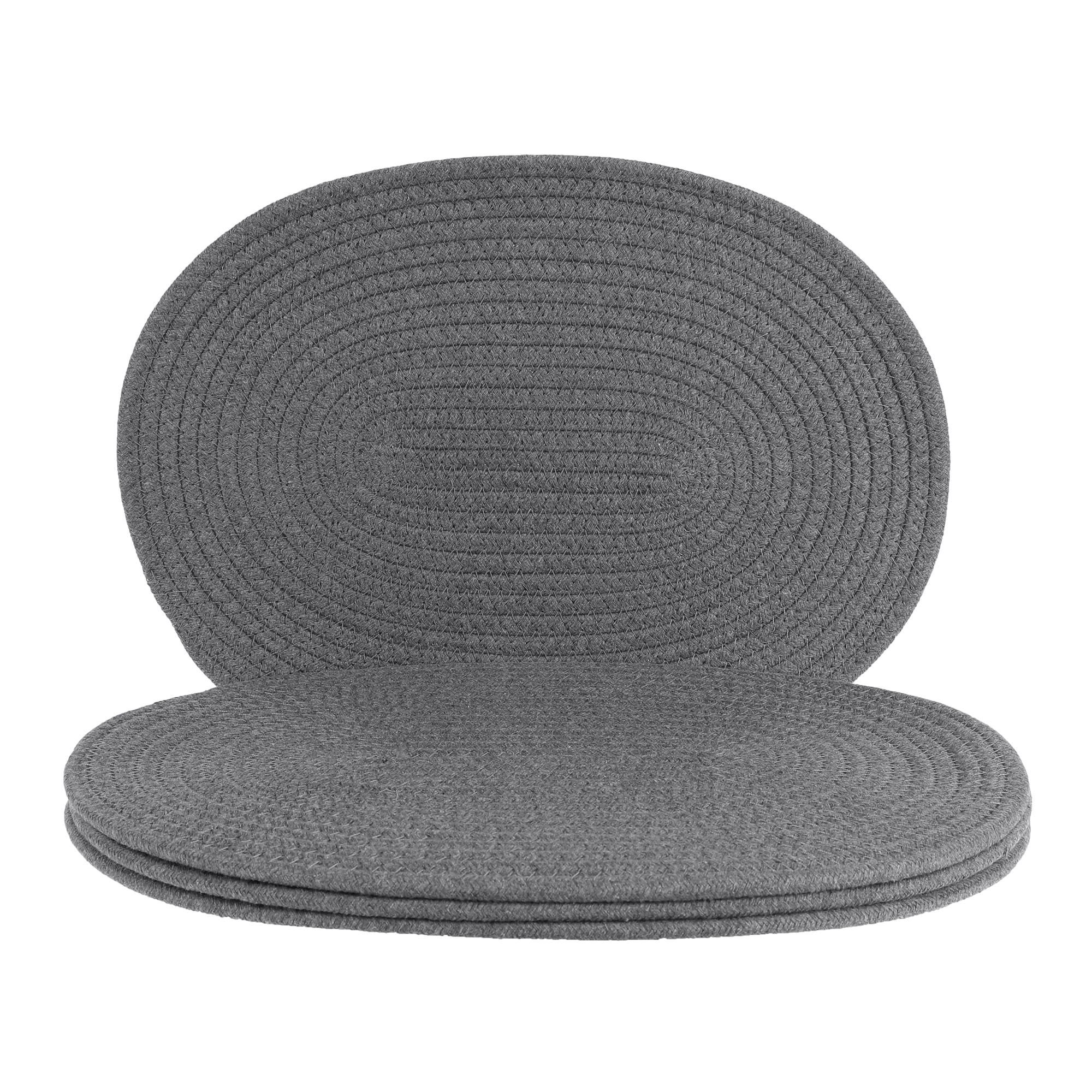 Unique Bargains Farmhouse Placemats 4pcs Cotton Rope Placemats for Dining Table Decor Indoor Outdoor Kitchen Table Mat Wipe Clean 15.5x12in Dark Gray