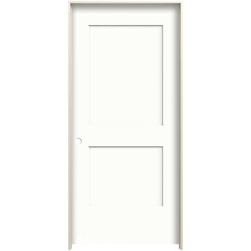 JELD-WEN 30-in x 80-in Modern White Solid Core 2-panel Square Right Hand Smooth Prefinished Molded Composite Flat Jamb Single Prehung Interior Door -  LOWOLJW226100205