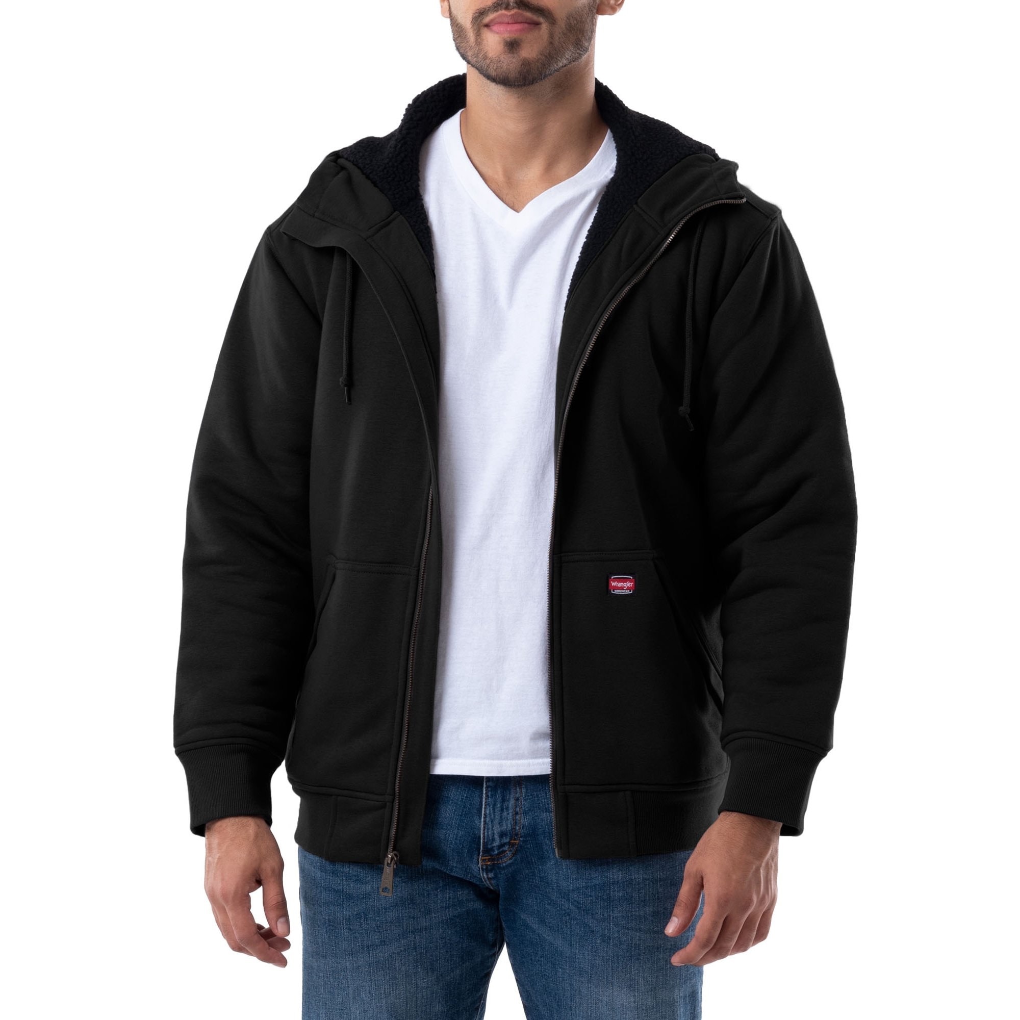 Wrangler Men's Black Textured Cotton Hooded Insulated Work Jacket (X-large)  in the Work Jackets & Coats department at 