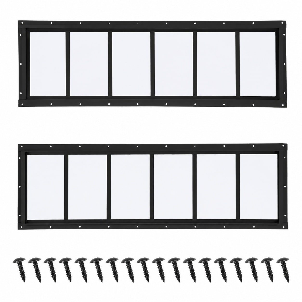 Aoibox  Transom Windows 10 in x 35 in with Tempered Glass Aluminum Alloy Frame Black Finish 2 Pack for Sheds