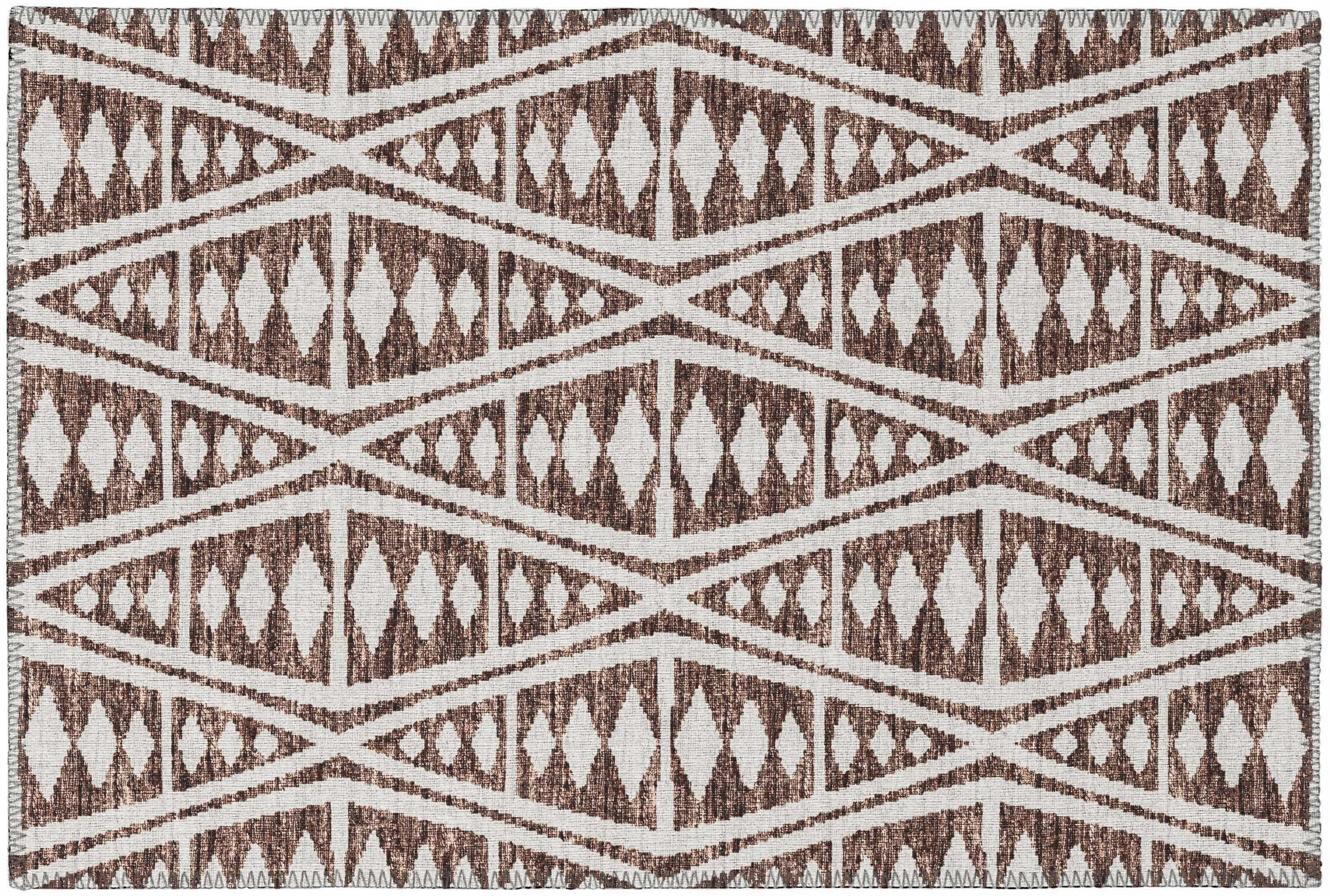 Addison Rugs AYU36BR20X30 Yuma 2 x 3 (ft) Chenille Brown Rectangular Indoor/Outdoor Geometric Moroccan Machine washable Throw rug