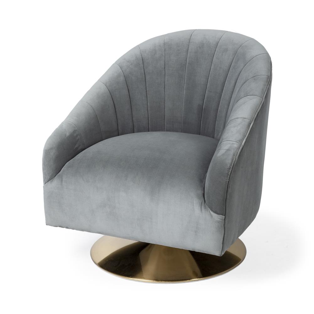 Mercana 67921 James Antique Grey Velvet Swivel Accent Chair