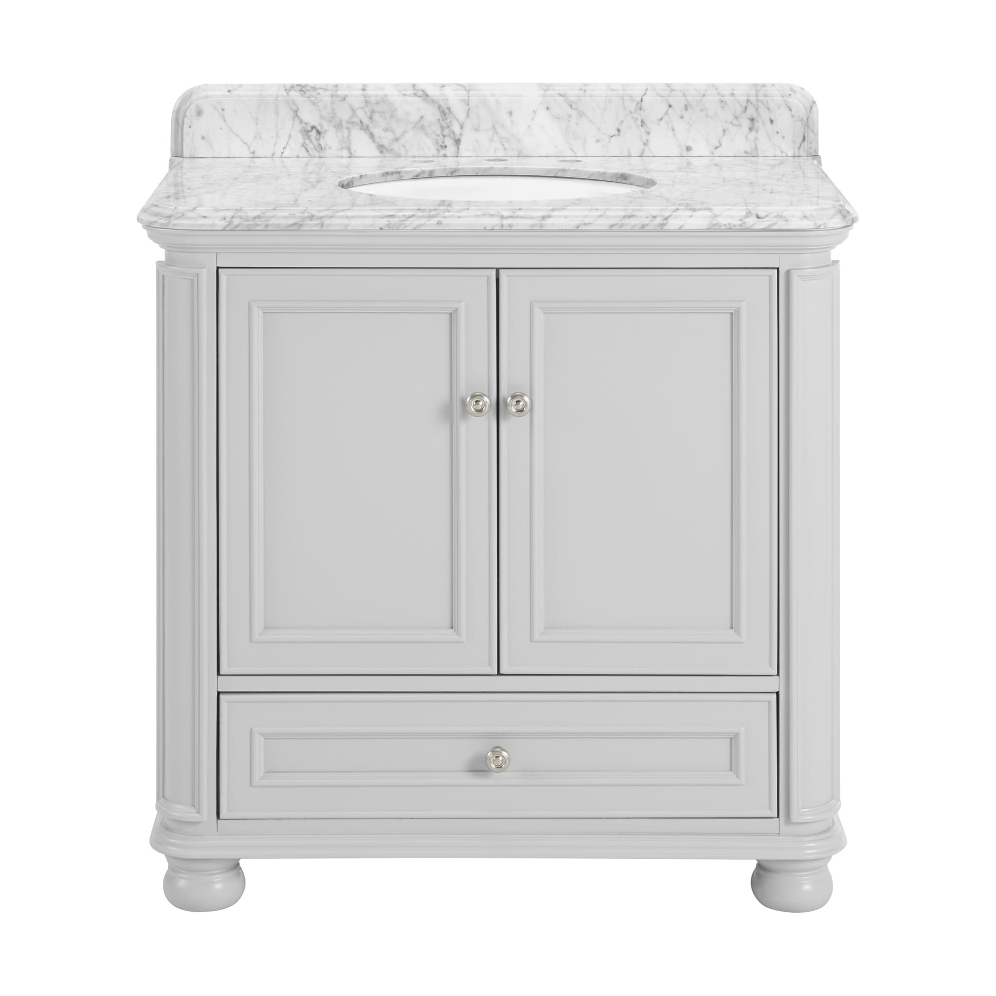 Wrightsville 36-in Light Gray Undermount Single Sink Bathroom Vanity with Carrara Natural Marble Top | - allen + roth 3116VA-36-242-900L