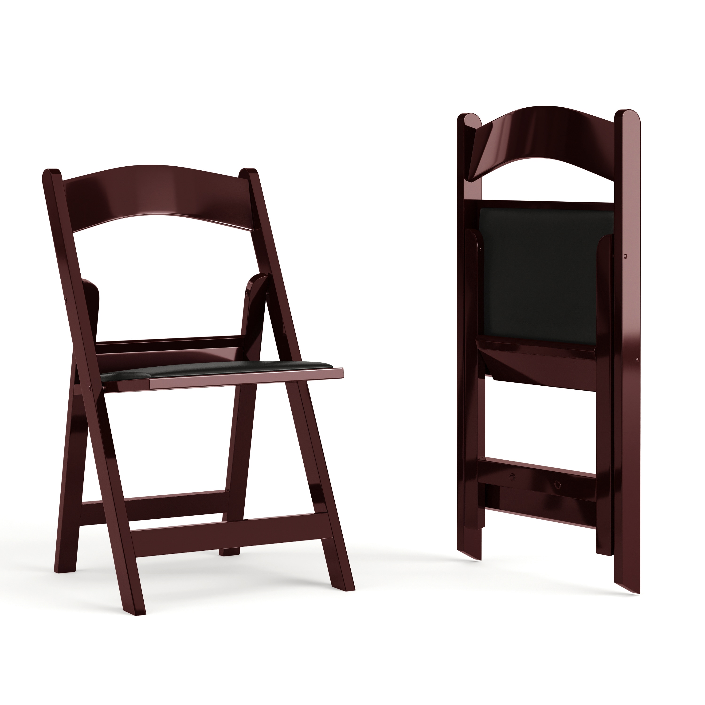 Flash Furniture 889142652458 Hercules Folding Chair - Red Mahogany Resin - 2 Pack 800LB Weight Capacity Comfortable Event Chair - Light Weight Folding Chair