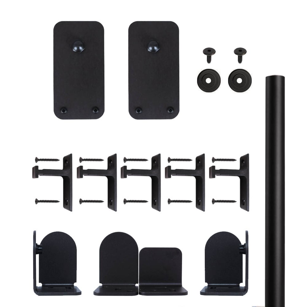 Quiet Glide QG.1300.BR-96.08 96-in Matte Black Indoor Straight Single Barn door hardware kit