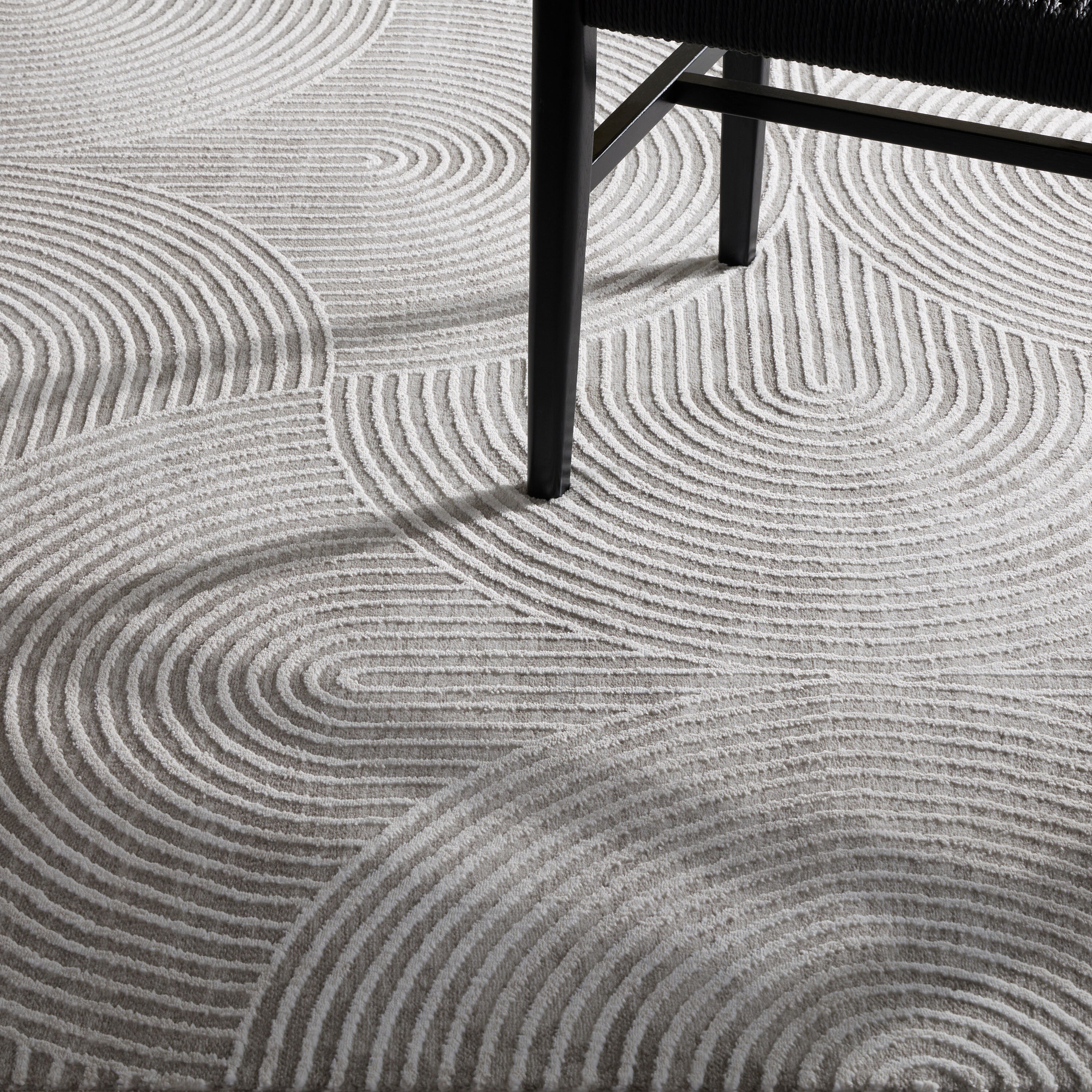 Maya Ivory and Greige Synthetic Rectangular Area Rug