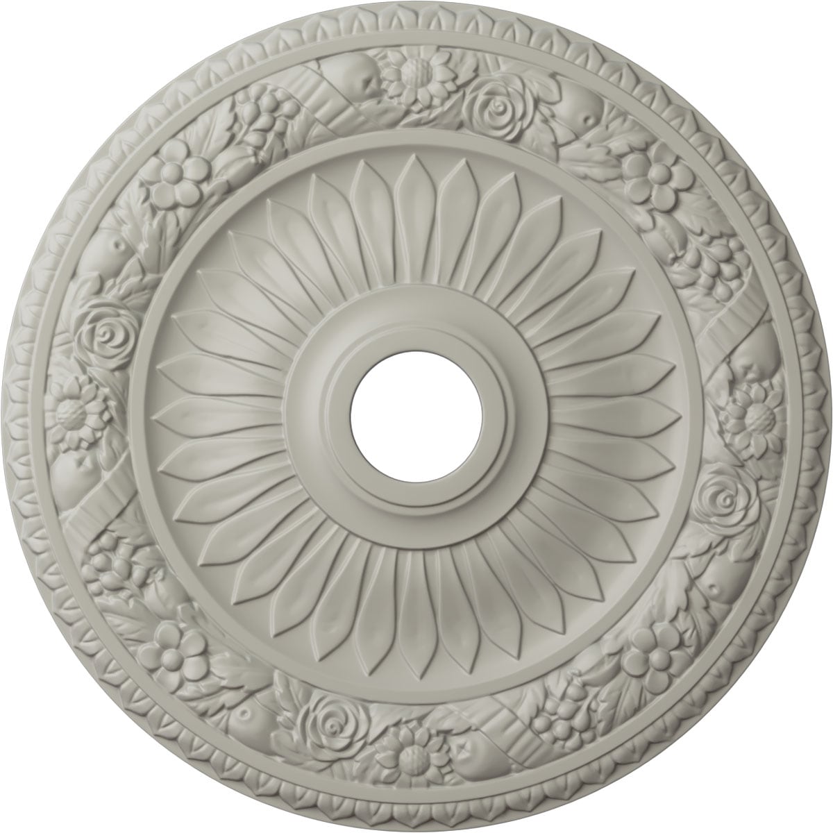 Ekena Millwork CM23BEPCF Bellona 23.625-in W x 23.625-in L Painted Pot Of Cream Polyurethane Whole Ceiling Medallion