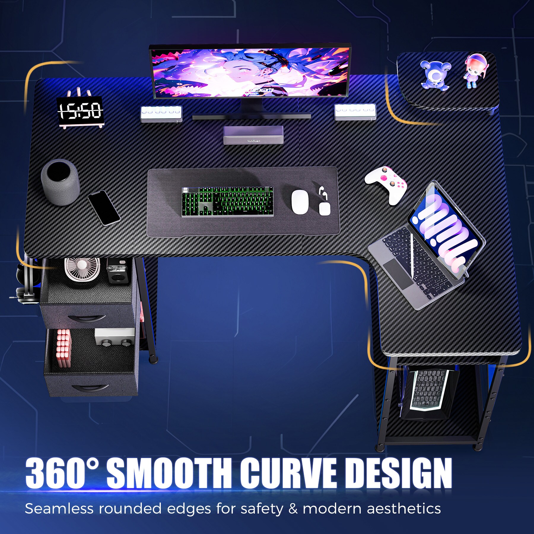 GTPLAYER LOWE'S-DL004-120-BLK desks - View #9