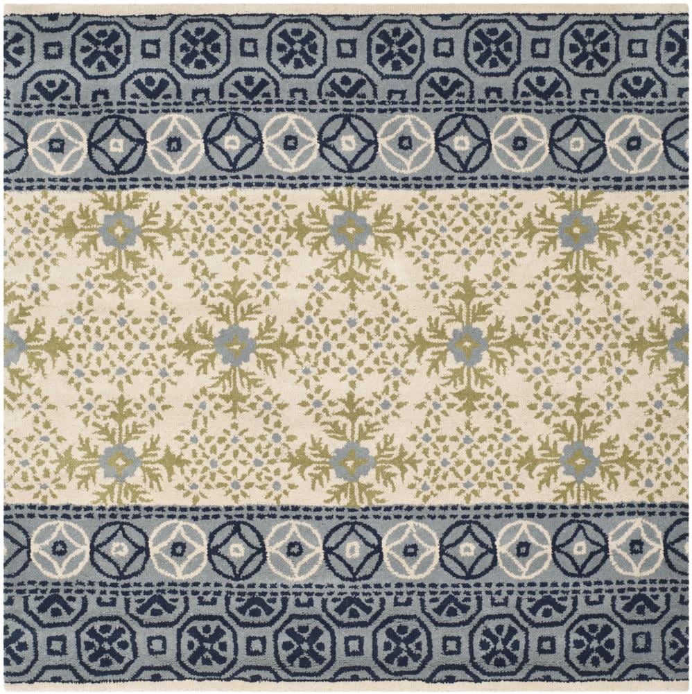 Hand-Tufted Artisan Blue Wool 5' Square Area Rug