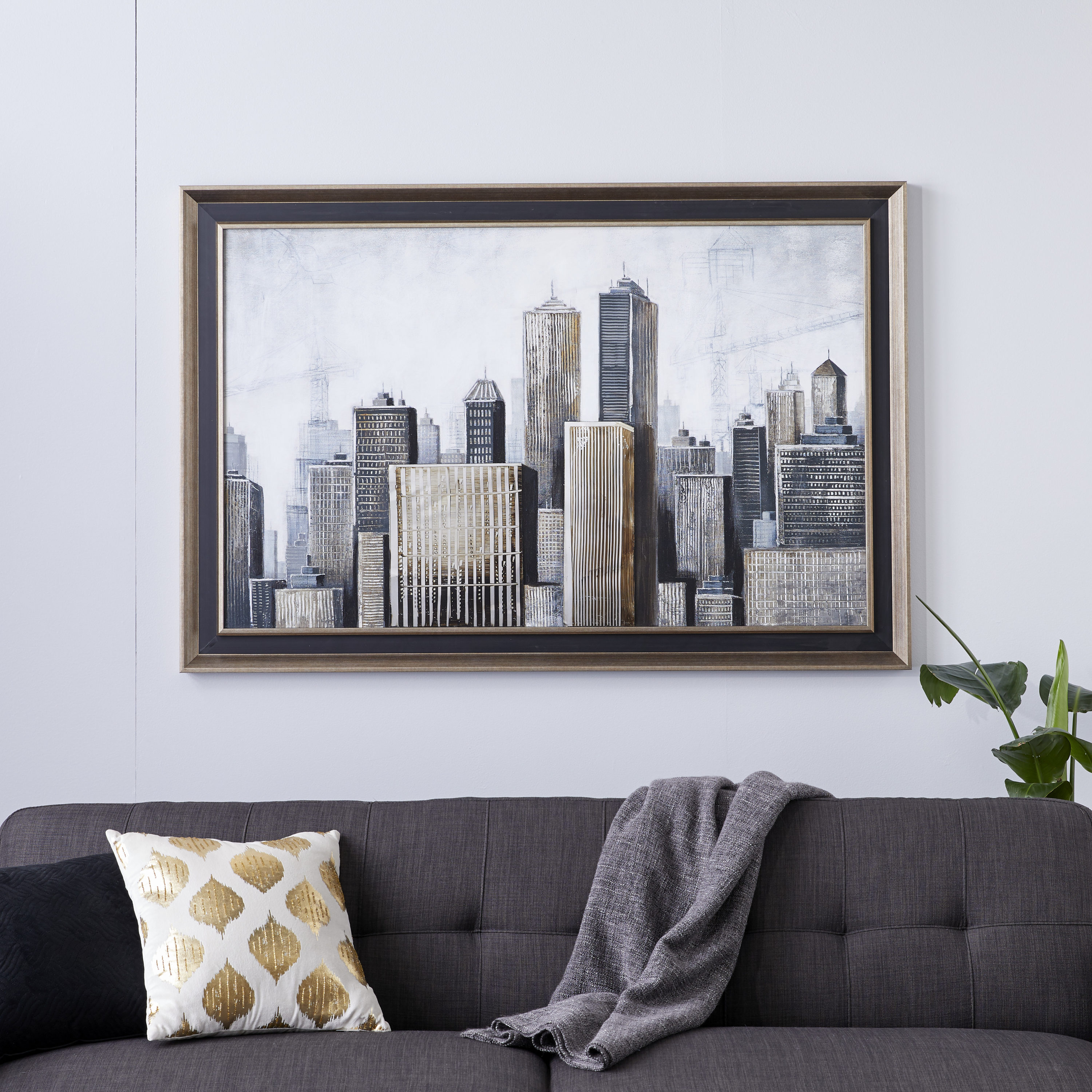 Grayson Lane 87886 Brown Framed 39.5-in H x 59.13-in W Abstract Painting on Canvas