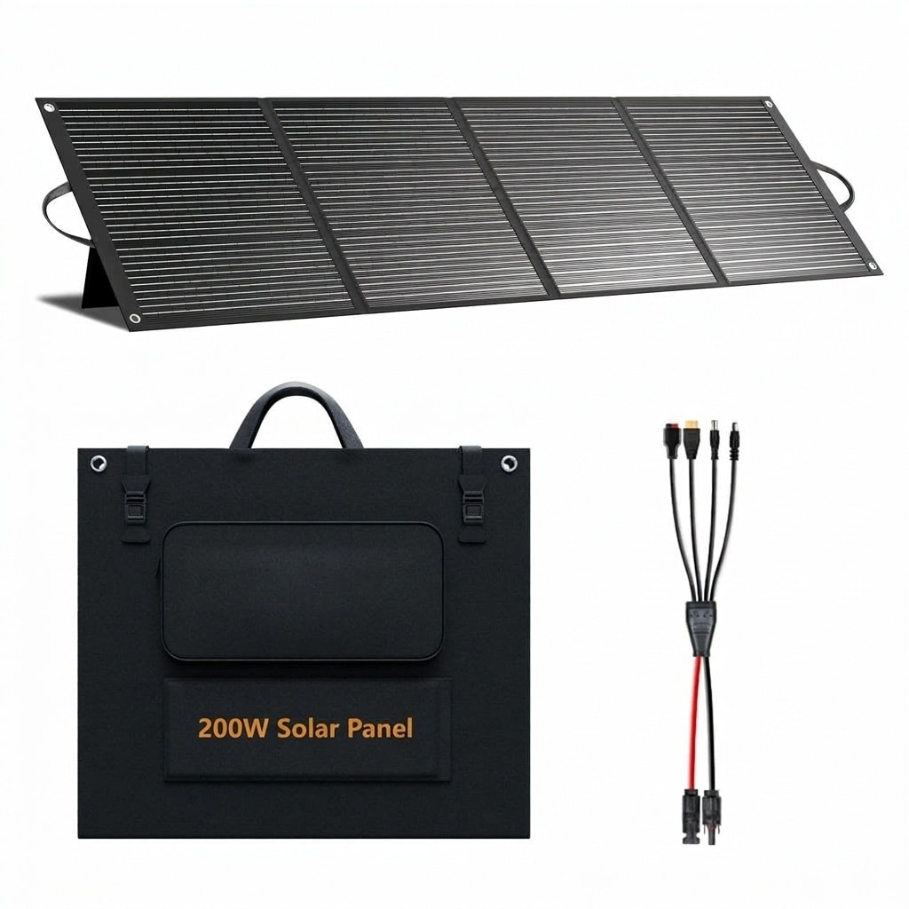 Misopily  200 Watt Portable Folding Solar Panel IP68 Waterproof ETFE Coating Adjustable Kickstand MC4 Output for Camping RV Off Grid Power Station