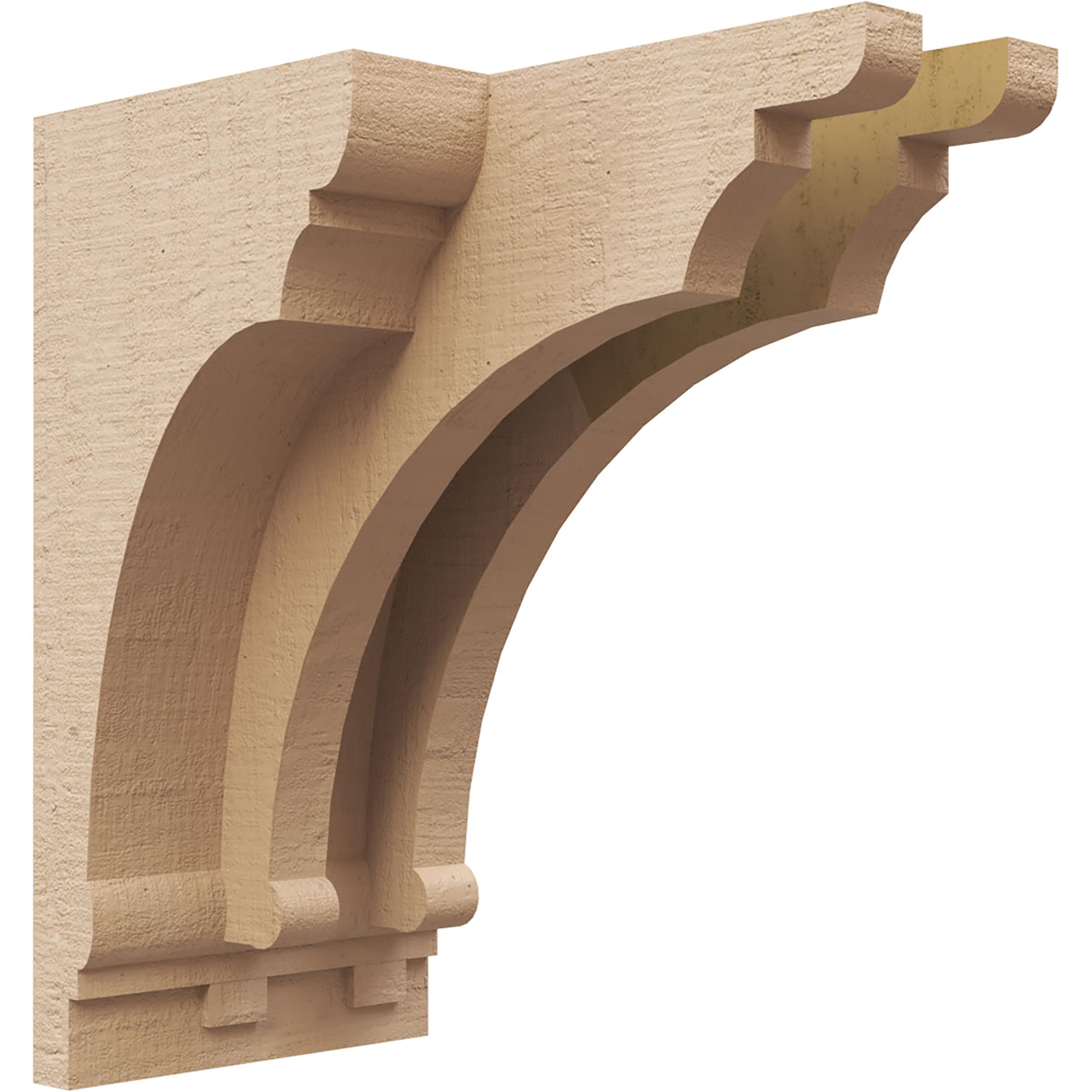 Ekena Millwork CORU04X04X08HUGRCPR 2-in x 4-in x 8-in Rough Cedar Woodgrain TimberThane Primed Urethane Paintable/Stainable Corbel