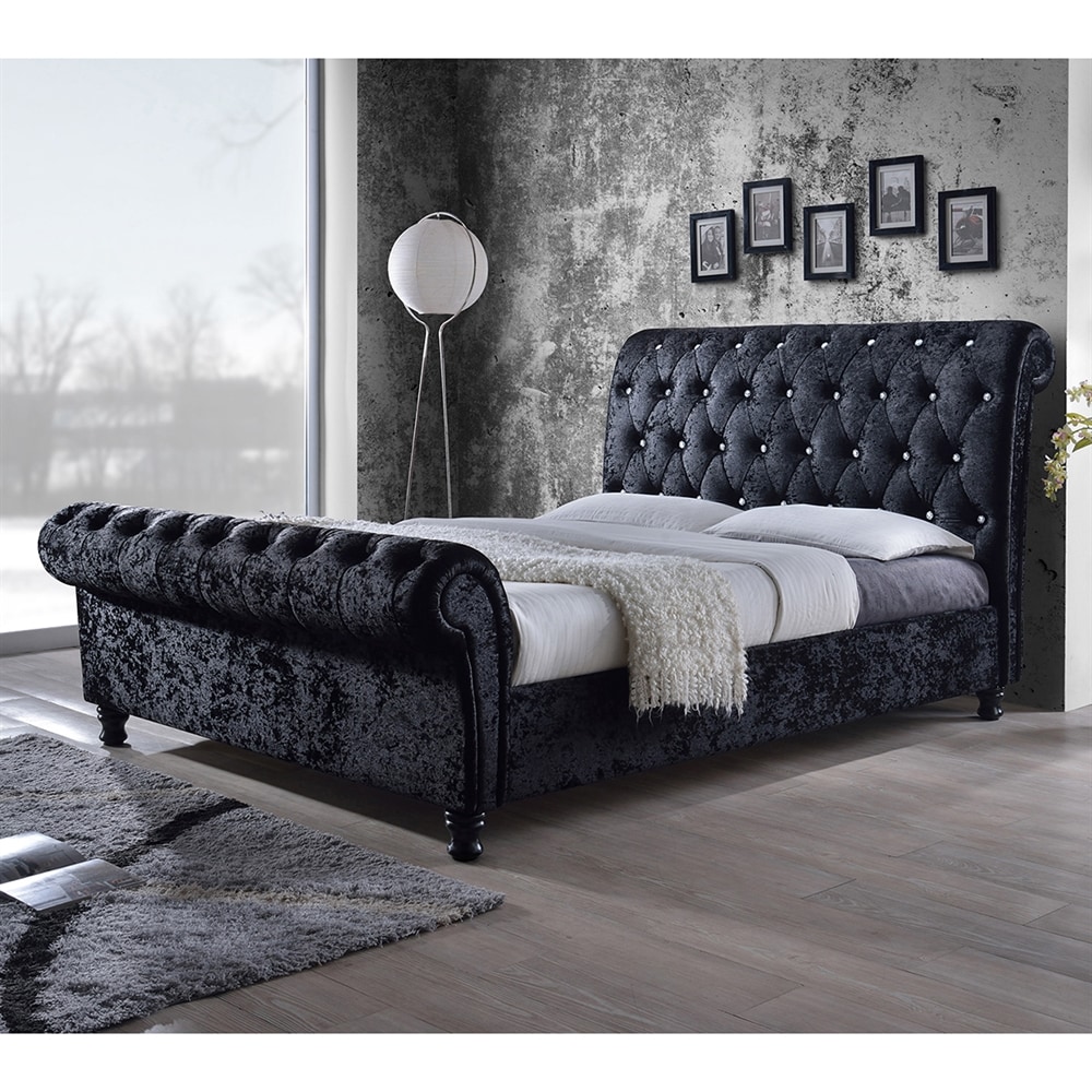  CF8539-BLACK-KING Castello Black King Upholstered Sleigh Bed