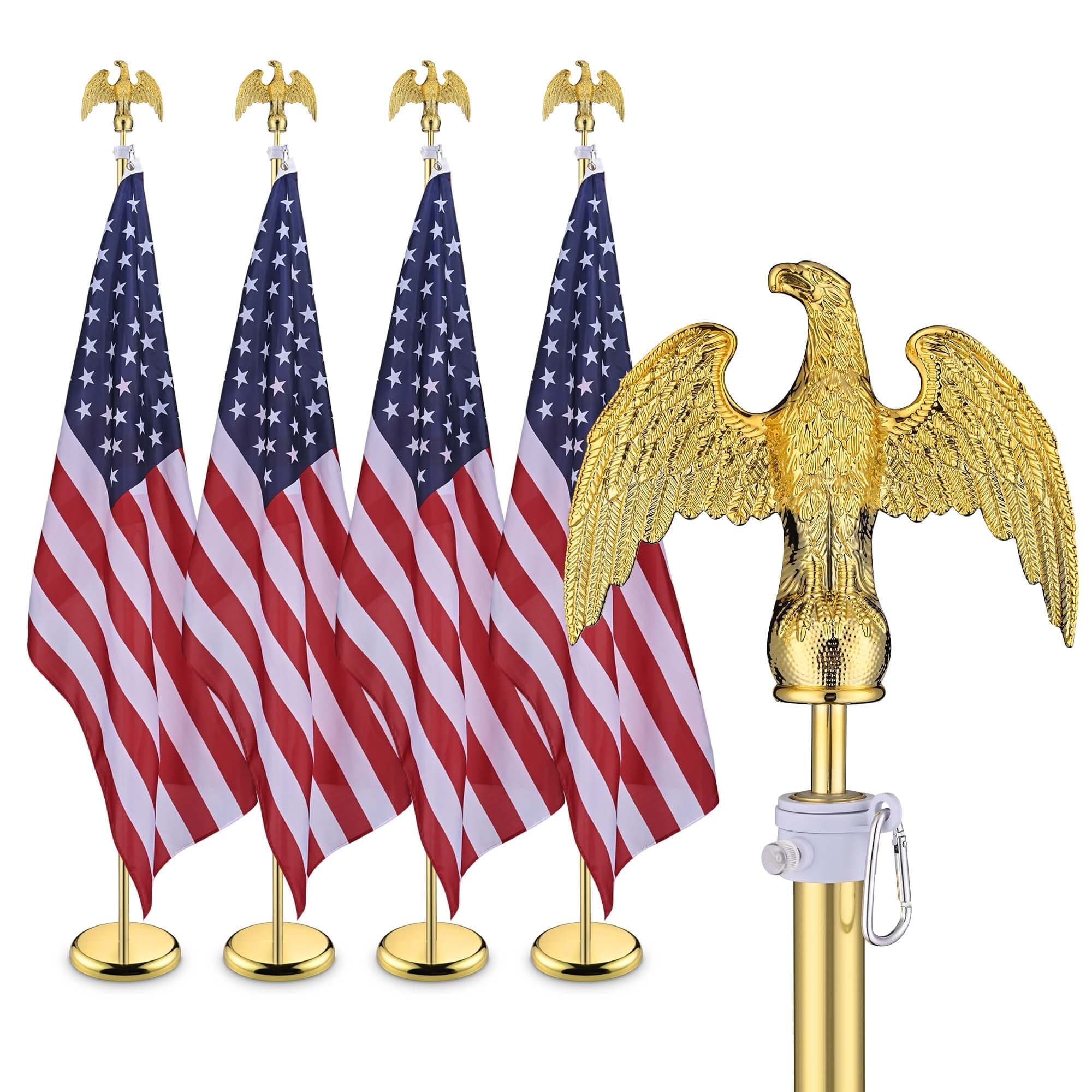 Yescom 22FLP013-6FG-E-X2-LO 4 Pack 6 FT Aluminum Sectional Indoor Flagpole Kit Eagle Finial US Flag