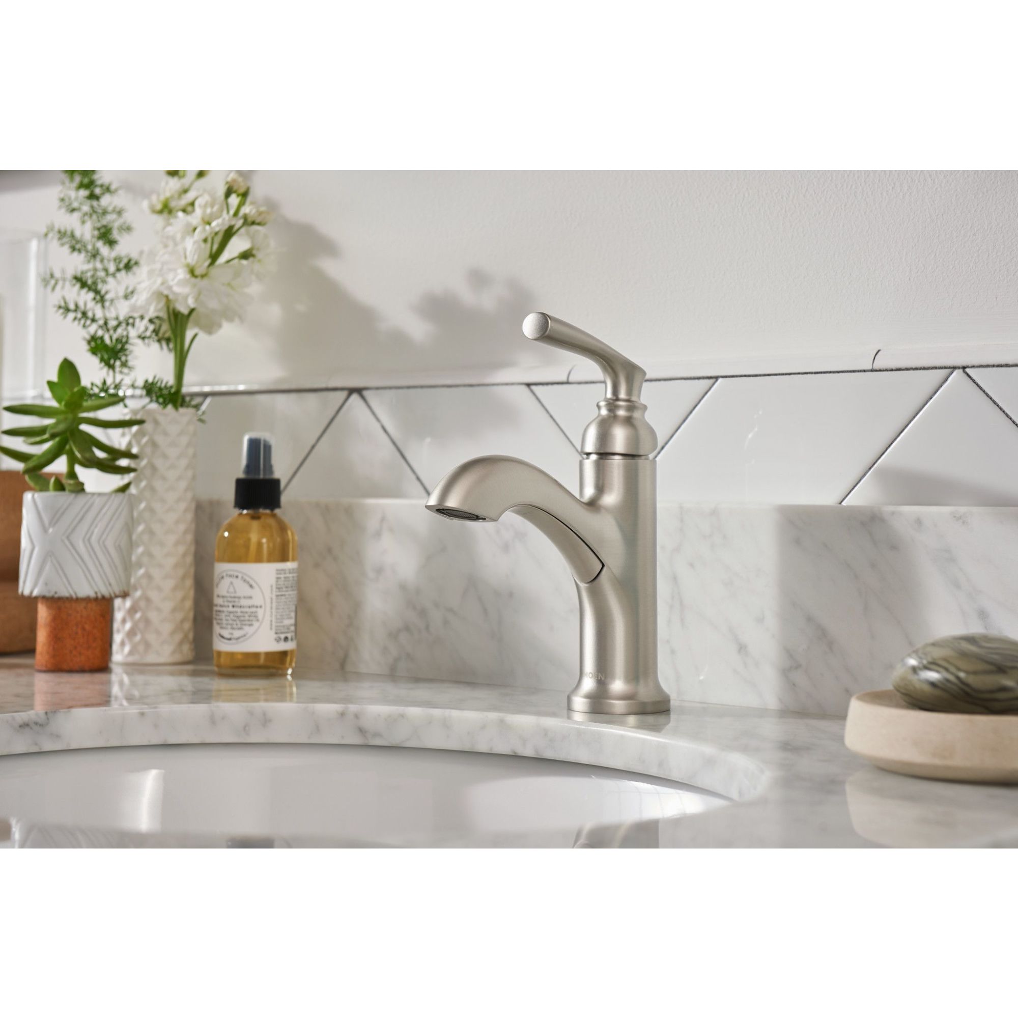 Halle Brushed Nickel Single Handle Bathroom Faucet