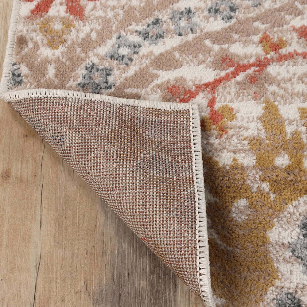 Ginger Floral Synthetic Reversible Area Rug, 7' x 9'