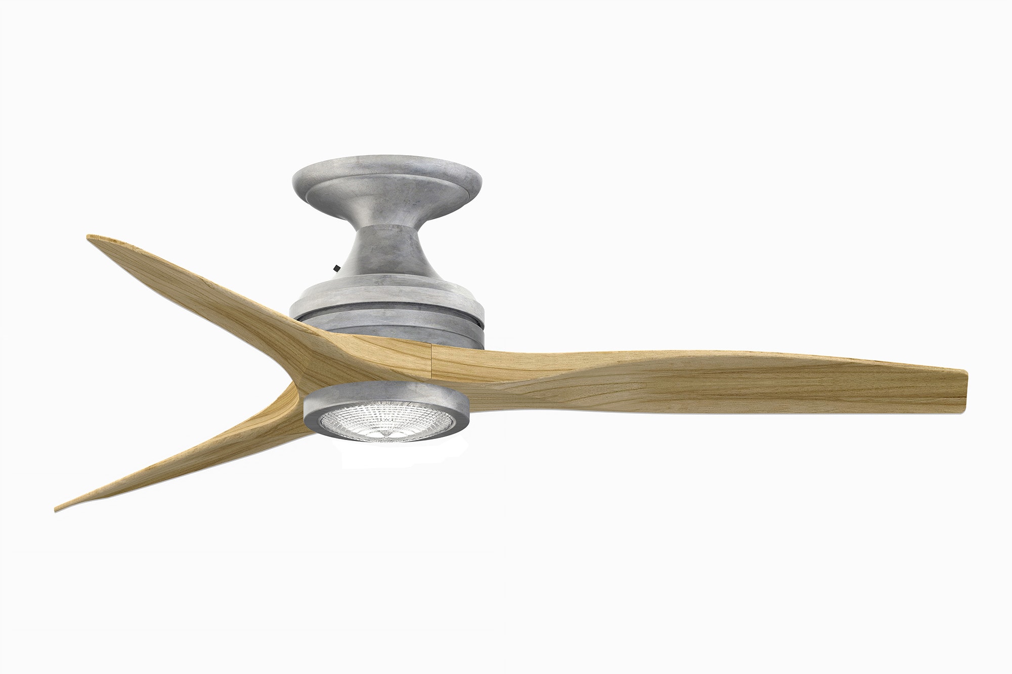 Fanimation FP6721BGZ-48N-LK-F Spitfire 48-Inches Galvanized with Natural Blades Integrated LED Fixture Indoor/Outdoor Flush mount Propeller Ceiling Fan With Light and Remote ( 3 -Blade)