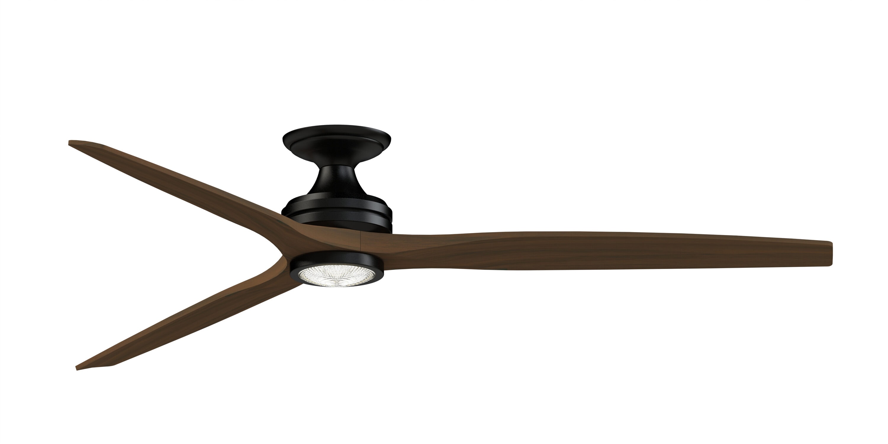 Fanimation FPD6721BBL-72WK-LK-F Spitfire 72-in Color-Changing Integrated LED Outdoor Flush Mount Smart Black with Whiskey Wood Blades Propeller Ceiling Fan With Light - Remote Included ( 3 -Blade )