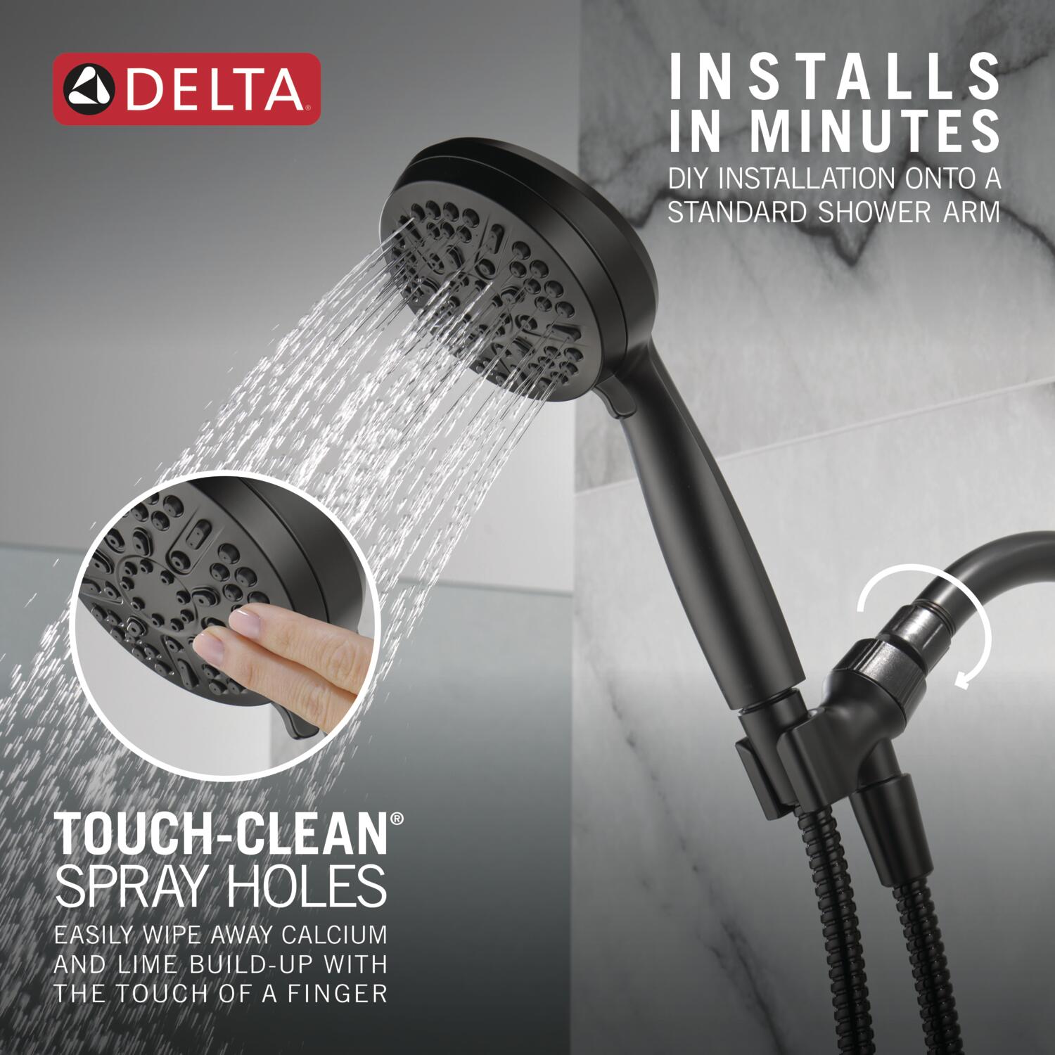 Matte Black Adjustable Handheld Multi-Head Shower System