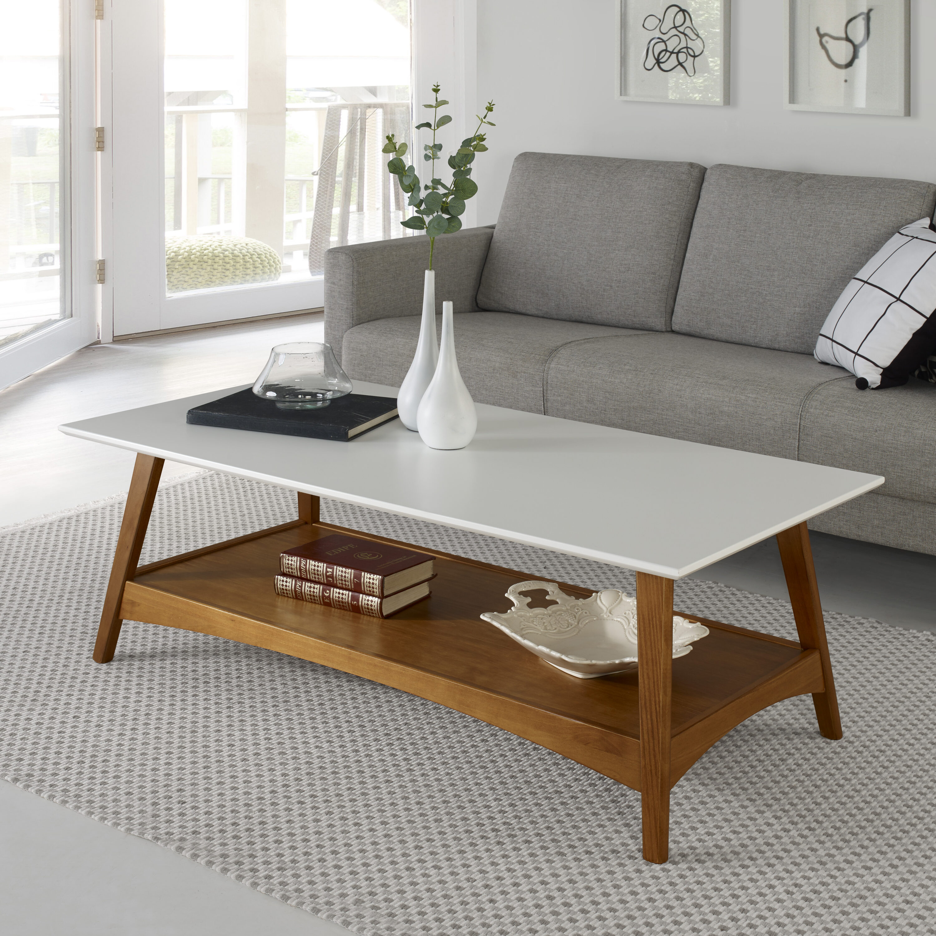 Camaflexi Mid-Century Modern White Pine Mdf Midcentury Coffee Table ...