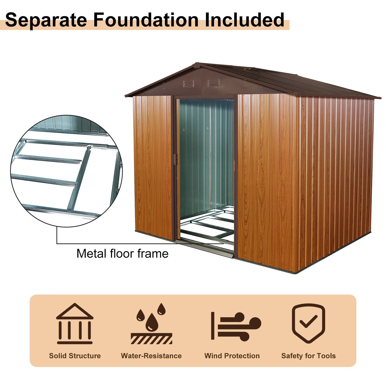 Clihome 7.41-ft x 5.31-ft Galvanized Steel Storage Shed in the Metal ...