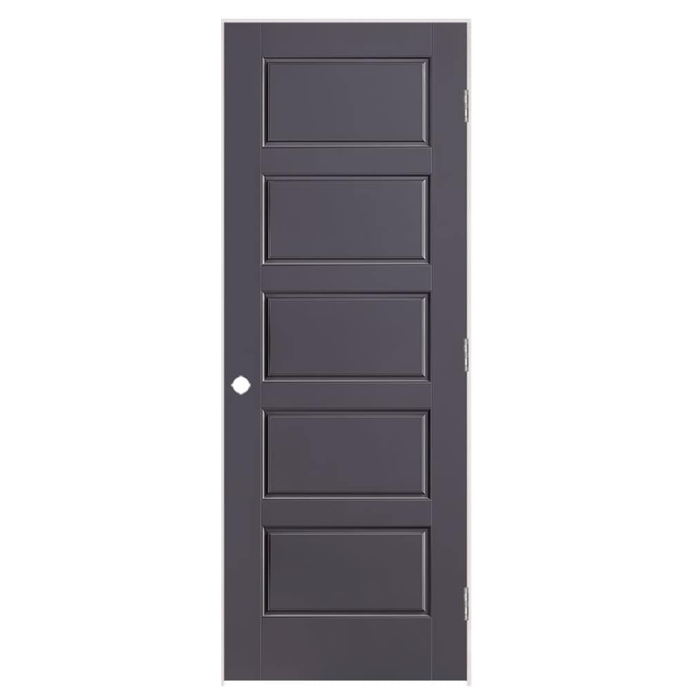 Masonite 1444508 30-in x 80-in Slate Hollow core 5-panel equal Left hand Smooth Prefinished Molded composite Flat Jamb Single Prehung Interior Door