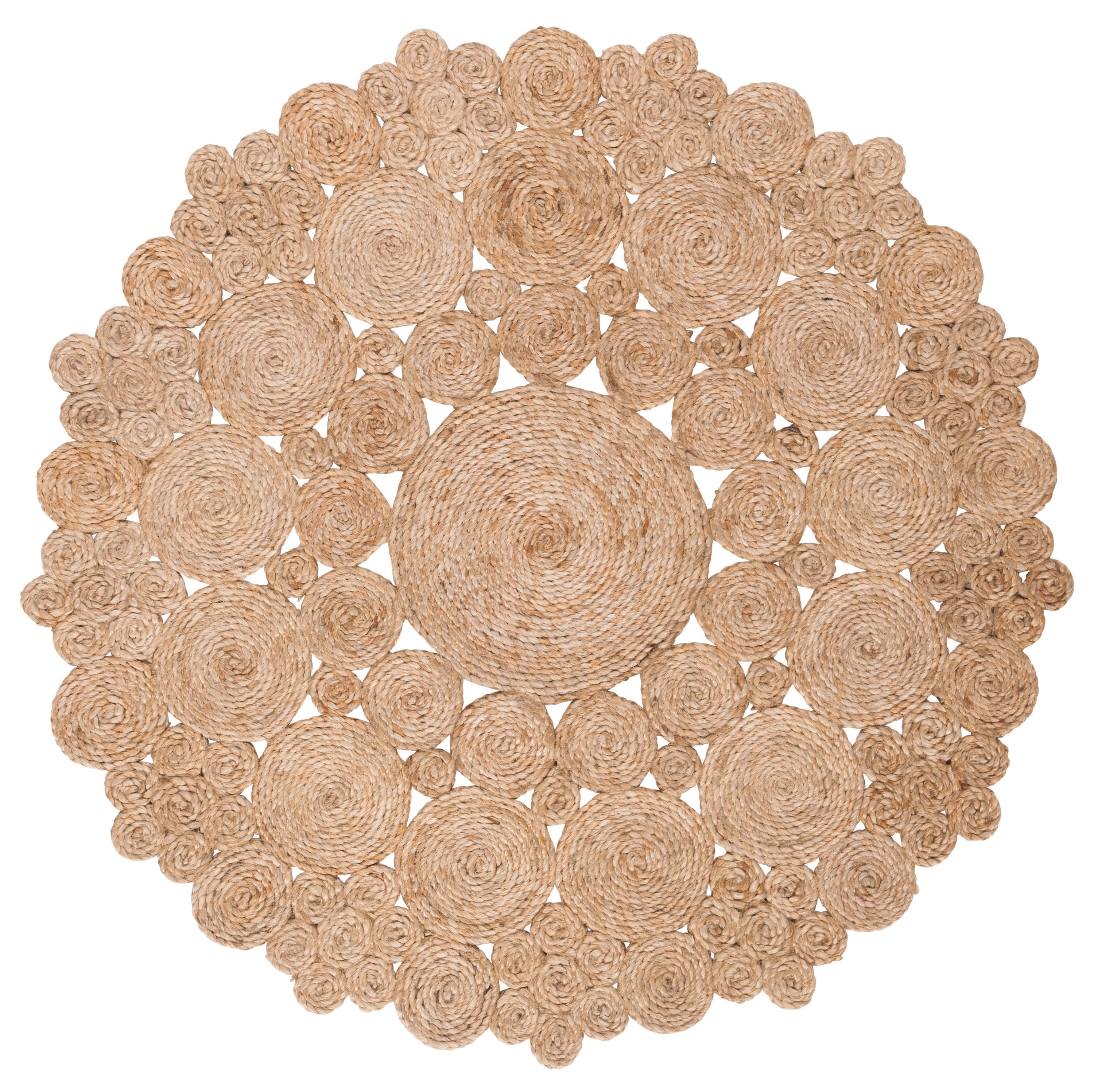 Handwoven Natural Jute Round Area Rug, 4' Diameter